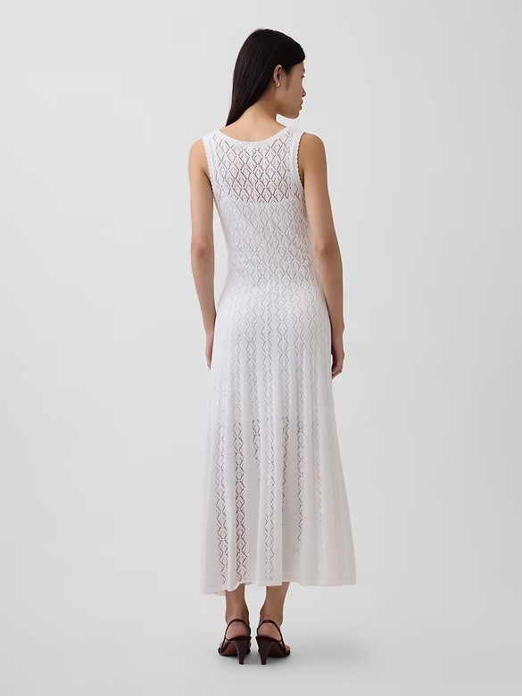 NWT GAP Pointelle Maxi Dress White Cotton XS