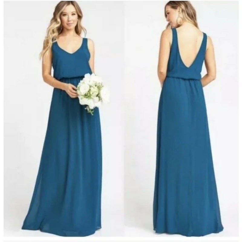 Show Me Your Mumu Kendall Chiffon Maxi Dress Medium, Deep Jade Dark Green Formal