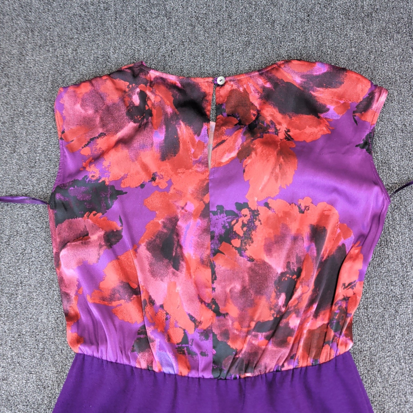 St John Luxury Silk Wool Floral Cowl Neck Sheath Dress Womens 6 Purple USA PF13