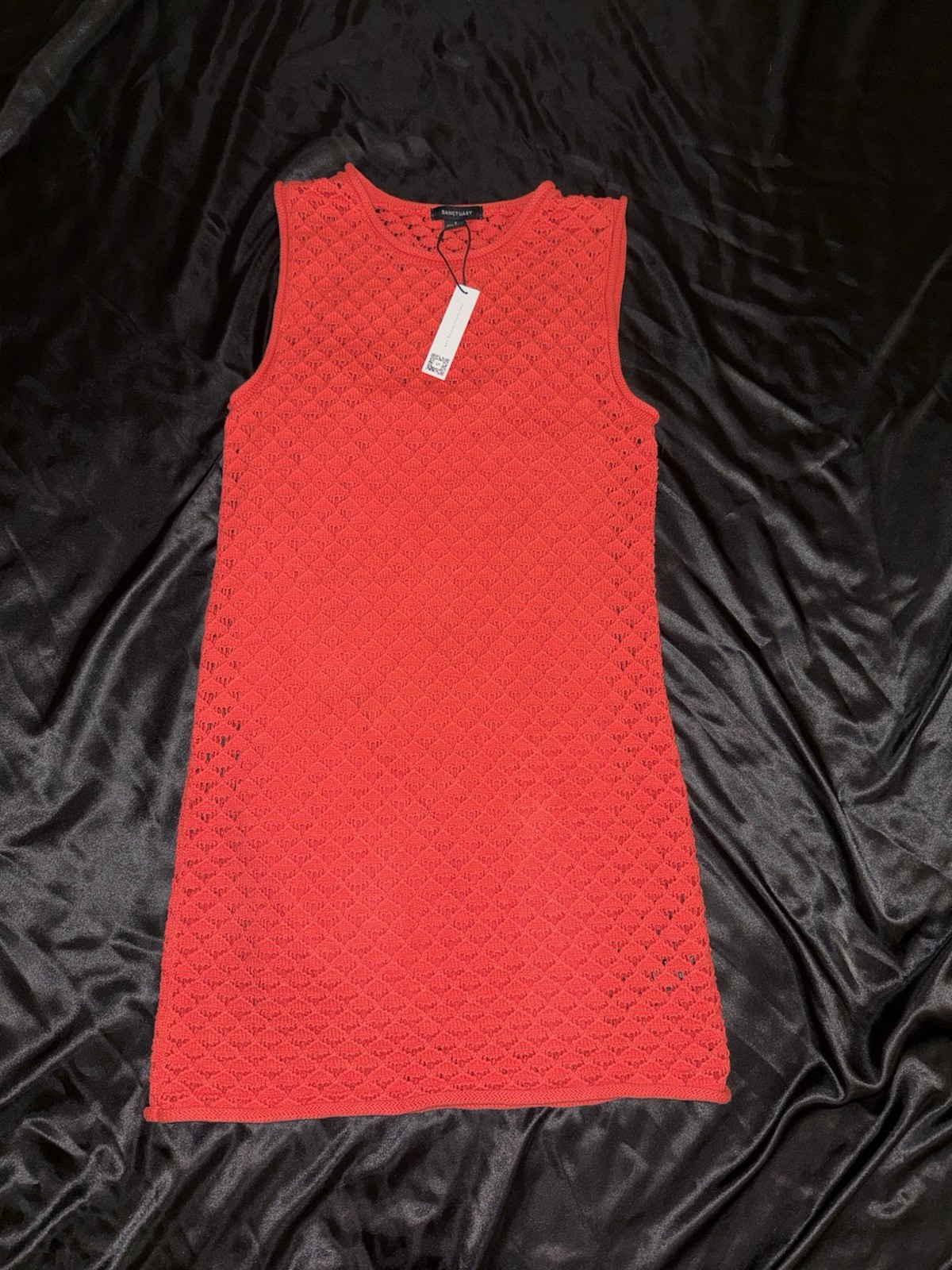Sanctuary Summer Shell Dress Cayenne Red Crochet Knit Mini Size Small NWT