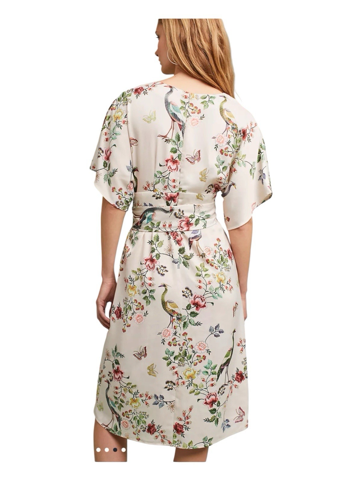 Ivory Avian Floral Wrap Kimono Midi Dress by dRA LA Anthropologie