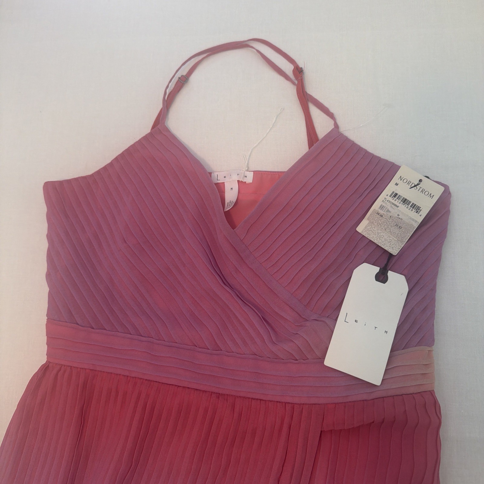 LEITH Nordstrom Sleeveless Pleated Ombré Gradient Pink Lemonade Sundress Y2K (M)
