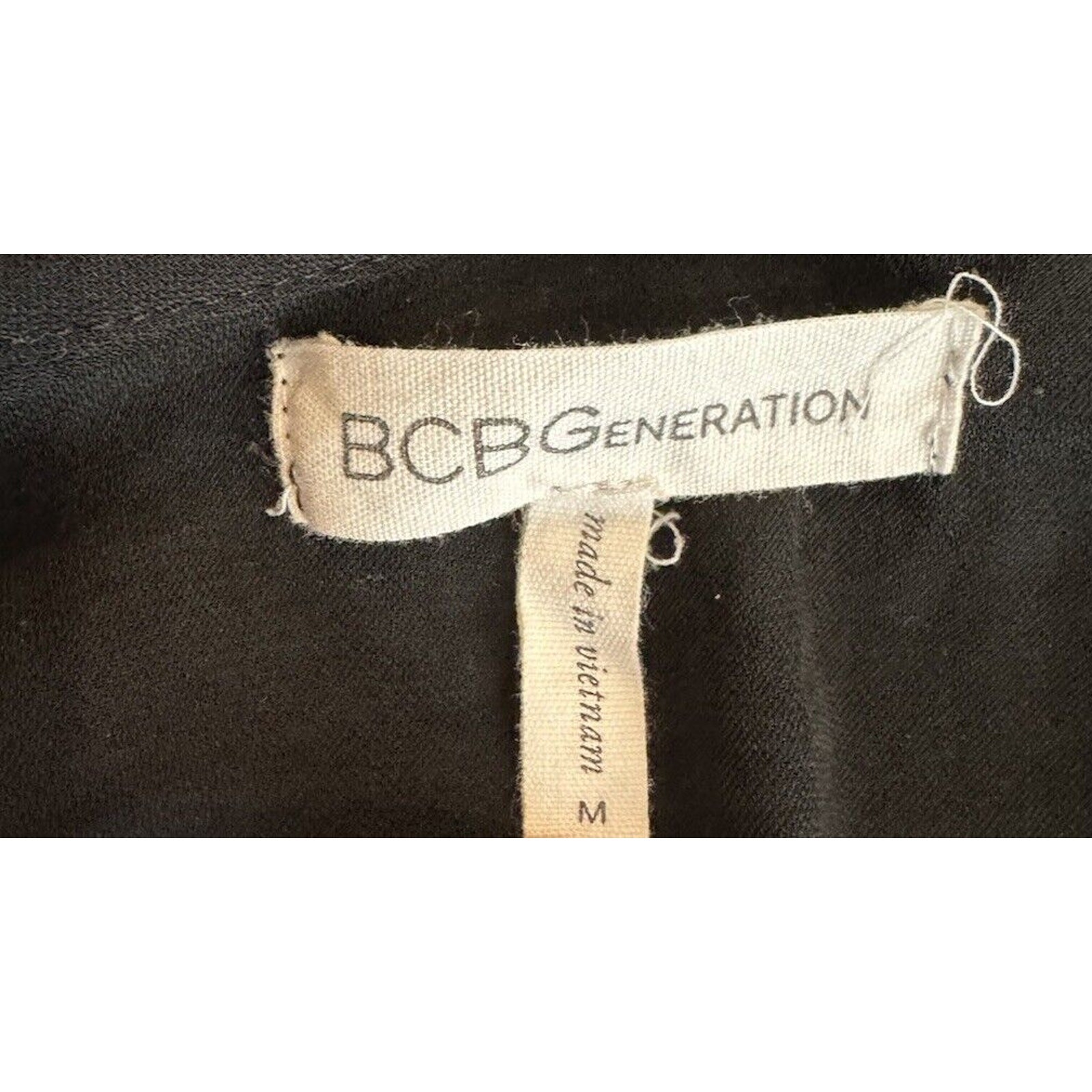 Women’s BCBG Generation Short Tiered Black Dress Cowl Front Tie Neck Size M