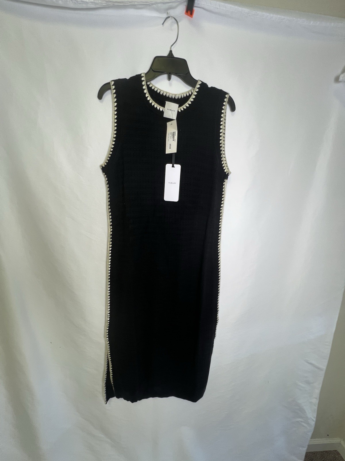 Varley Women’s Dwight Tank Knit Midi Dress black/white NWT sz L