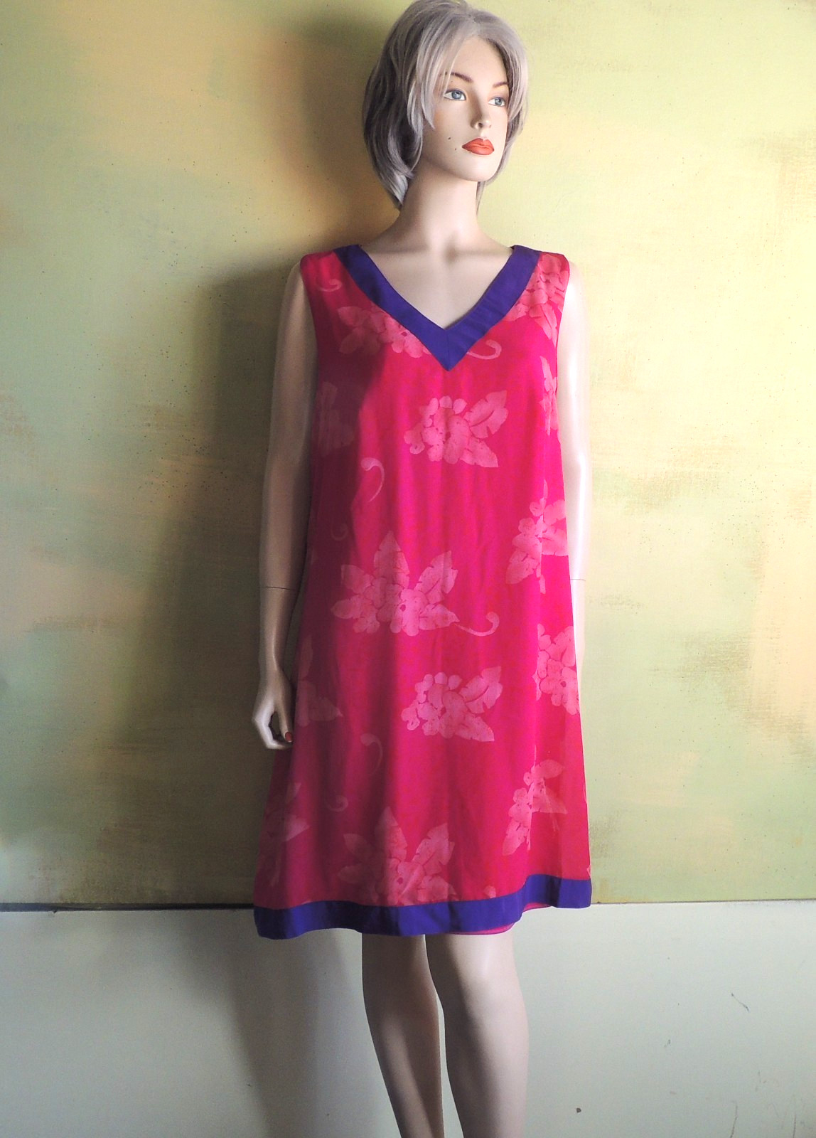A Wild Thyme Women’s 14 Sleeveless Vintage V-Neck Lined Boho Side Slit Dress