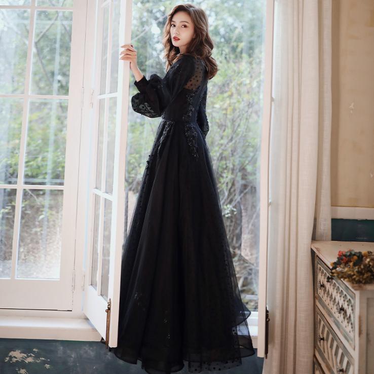 Women’s Birthday Party Long Dress Beach Outdoor Long Sleeve Evening Dress Chic