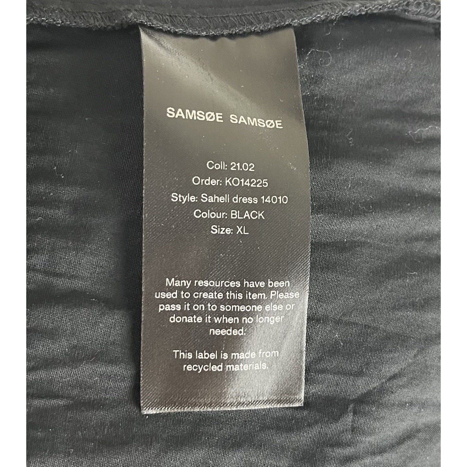Samsoe Samsoe Sahell Black Midi Dress Lace Detail Capsule Minimalist Size XL
