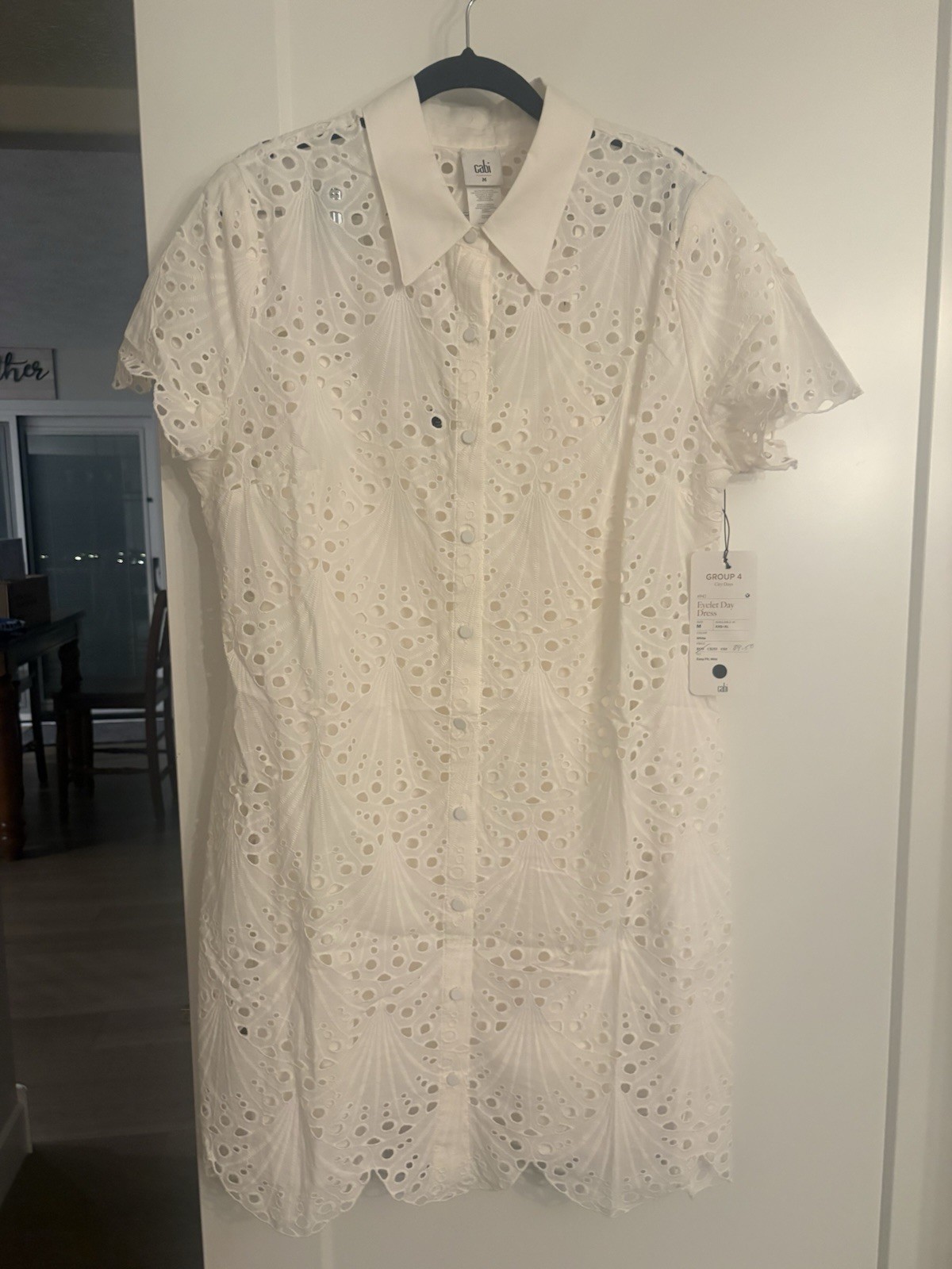 CAbi #6942 Eyelet Day Dress Spring 2026 – Size medium- New. Spring 26.