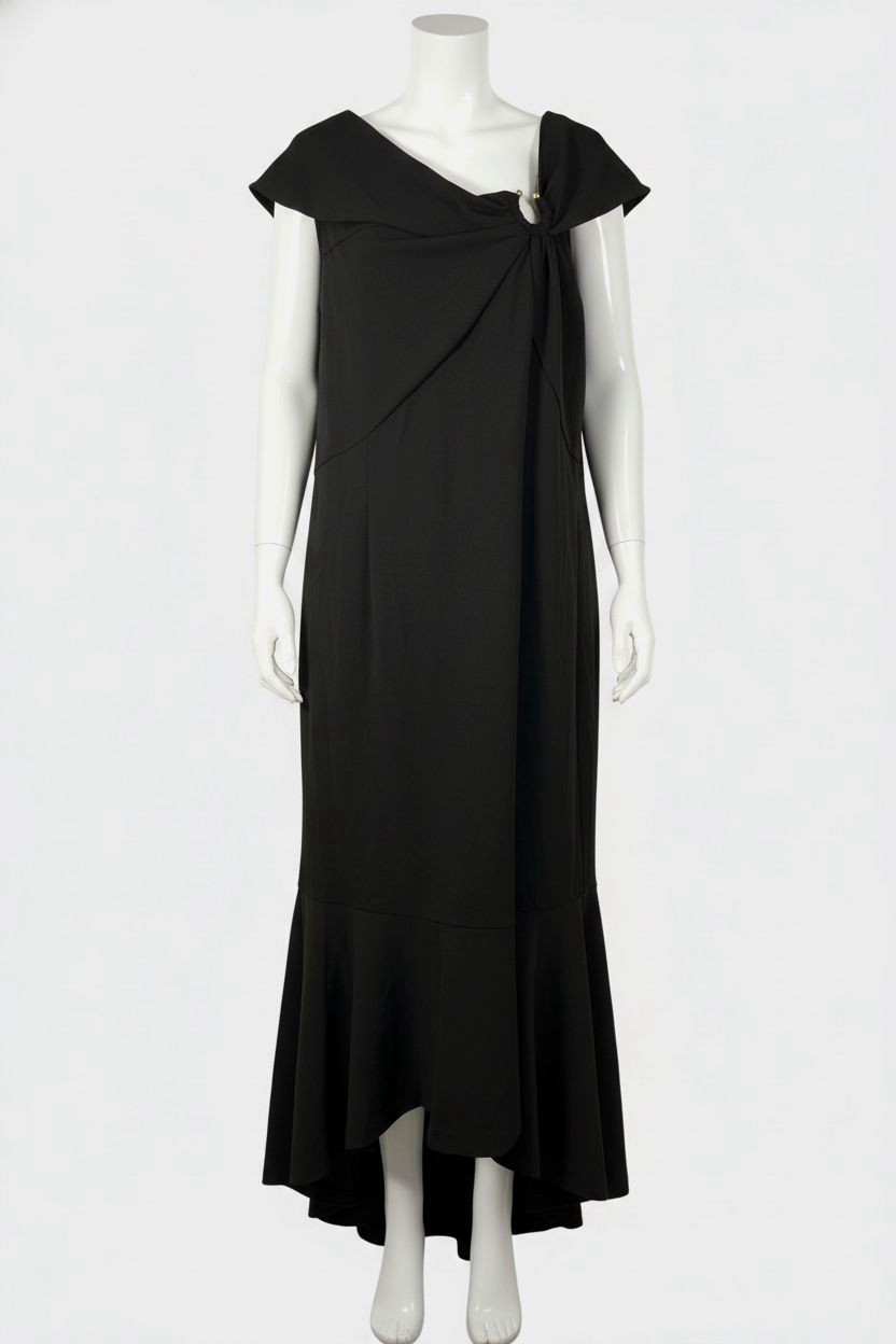 JS Collections Women’s Black High-Low Stretch Mermaid Gown Dress Size 14