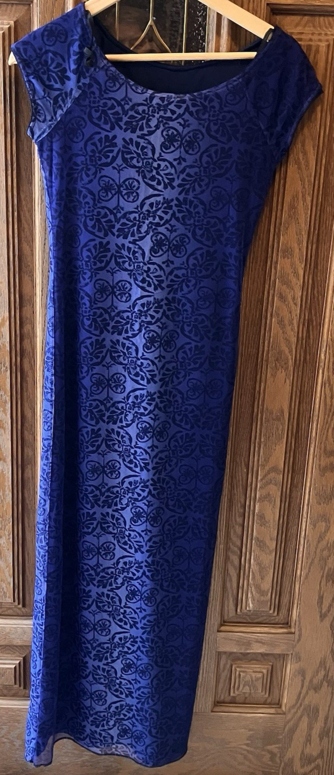 Vintage 5-7-9 Juniors Blue Mesh Lined Long Dress Size 7 Butterfly Heart USA Made