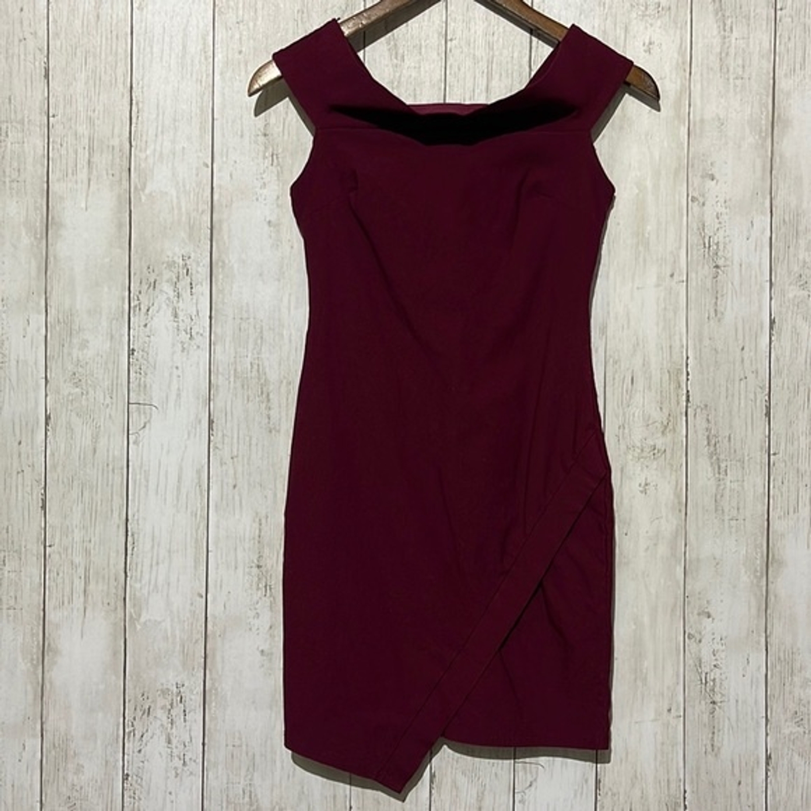 Love Culture Large Bodycon Dress Women Burgundy Off Shoulder Asymmetrical Tulip