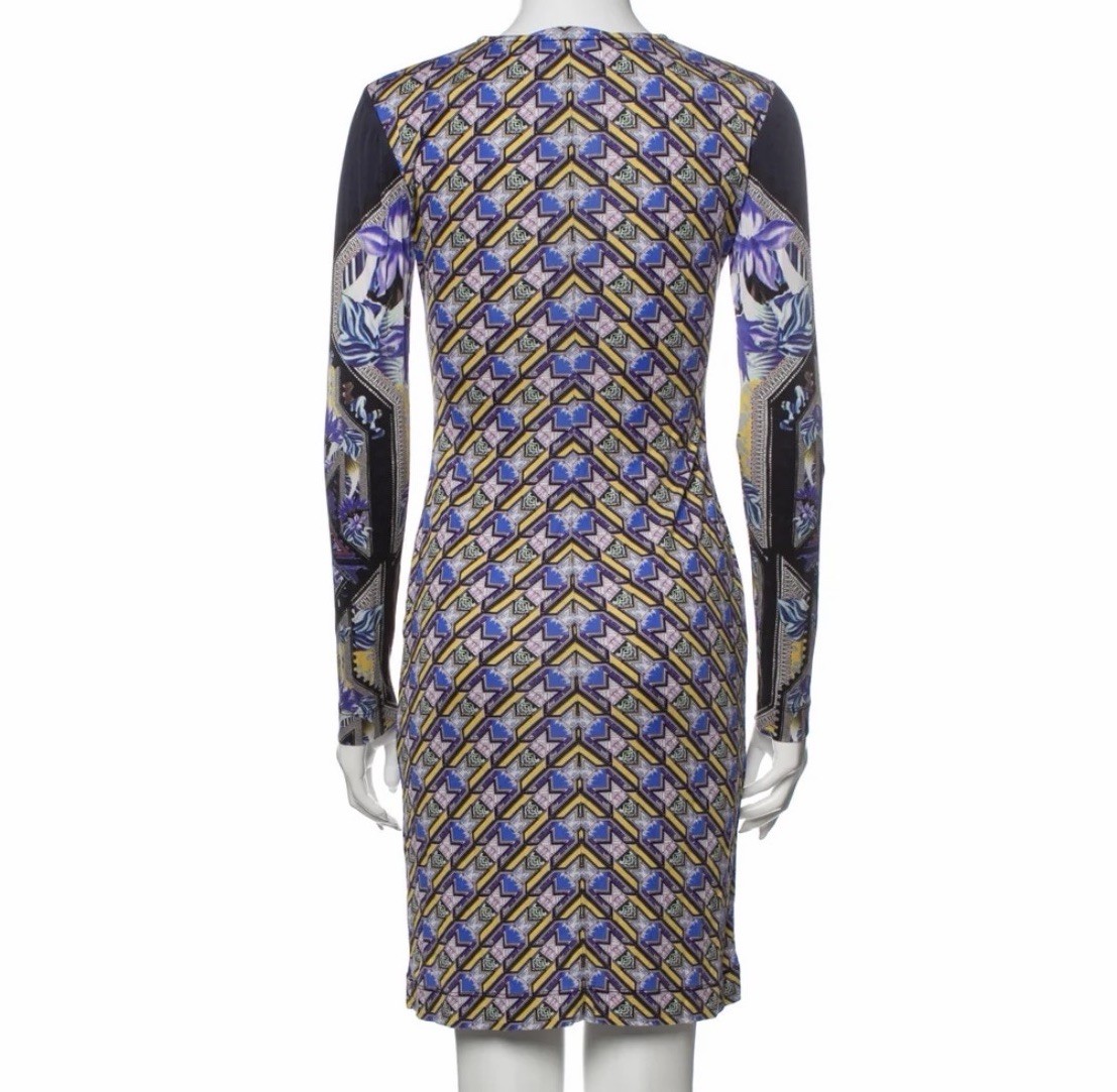 Mary Katrantzou 100% Silk Bold Print Abstract Kaleidoscope Long Sleeve Dress XS