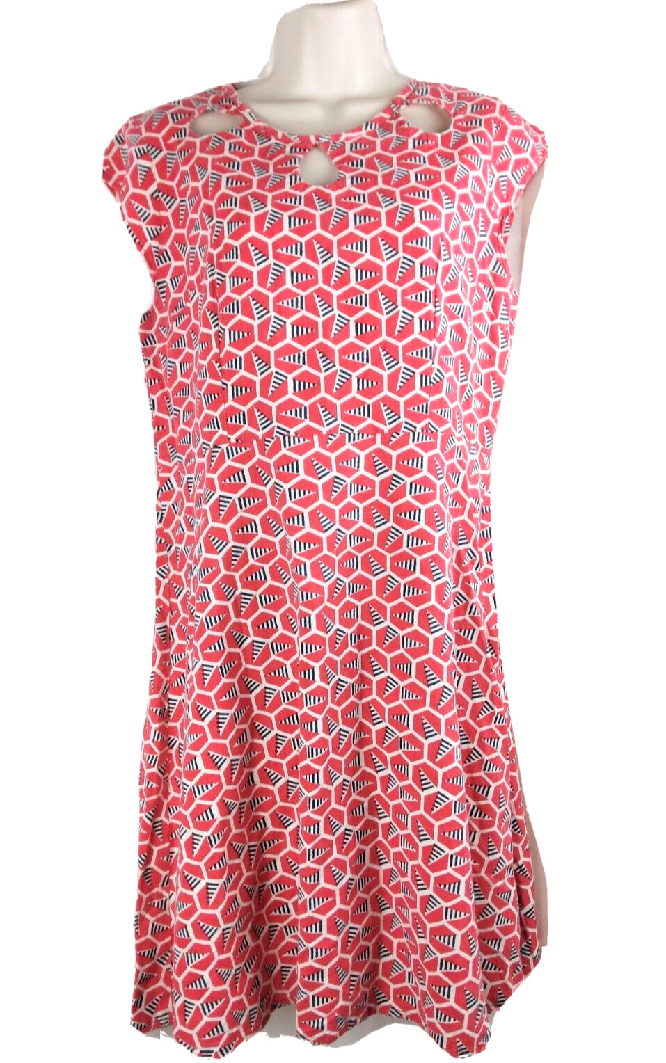 Womens MATA TRADERS red white blue retro dress LARGE nautical 1950s geometric