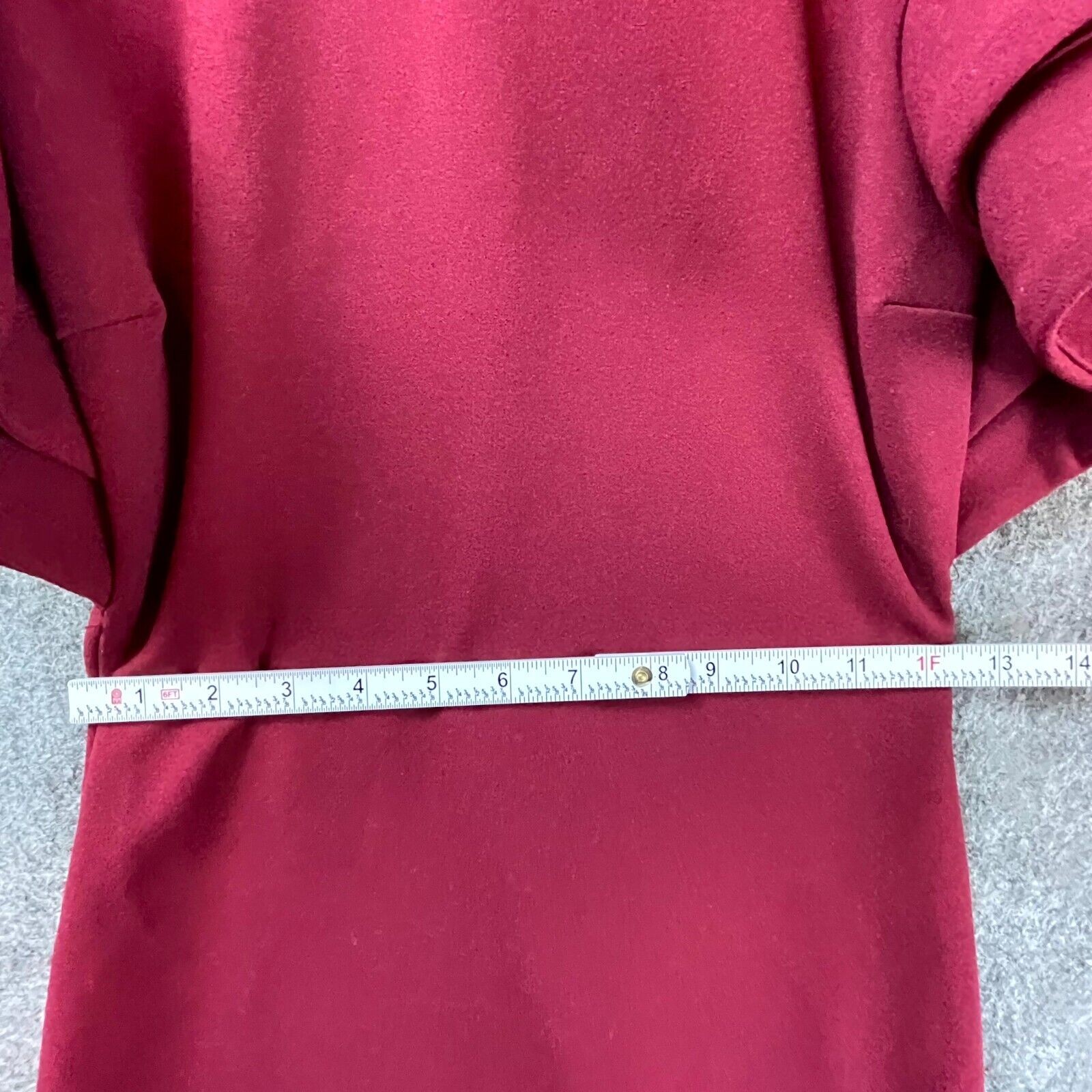 Xtaren Dress Medium Red Stretch Big Ruffle Sleeve Keyhole Back Fitted Modern