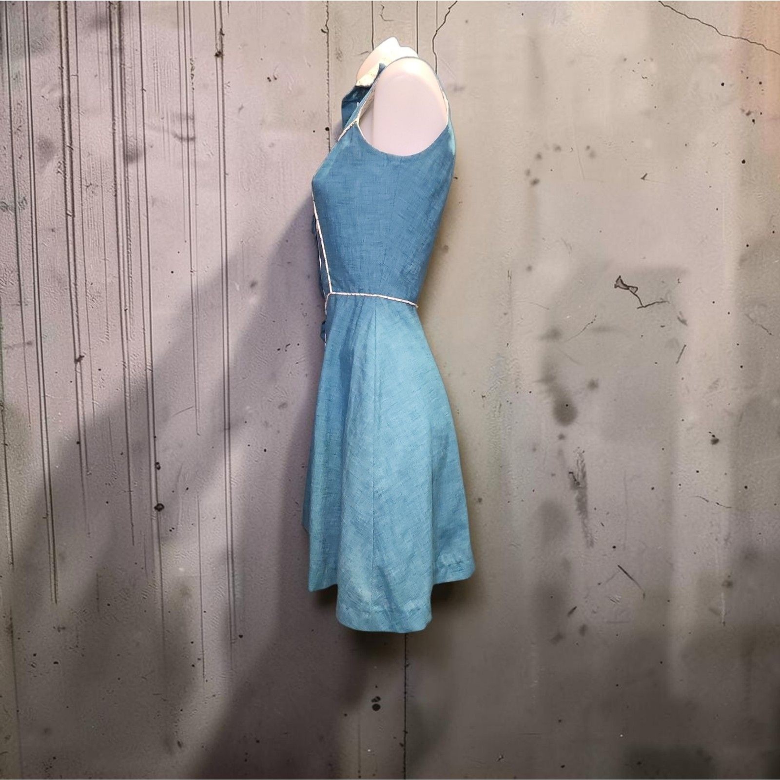 Vtg 70s Nancy B California Mod Pixie Oversized Collar Dress