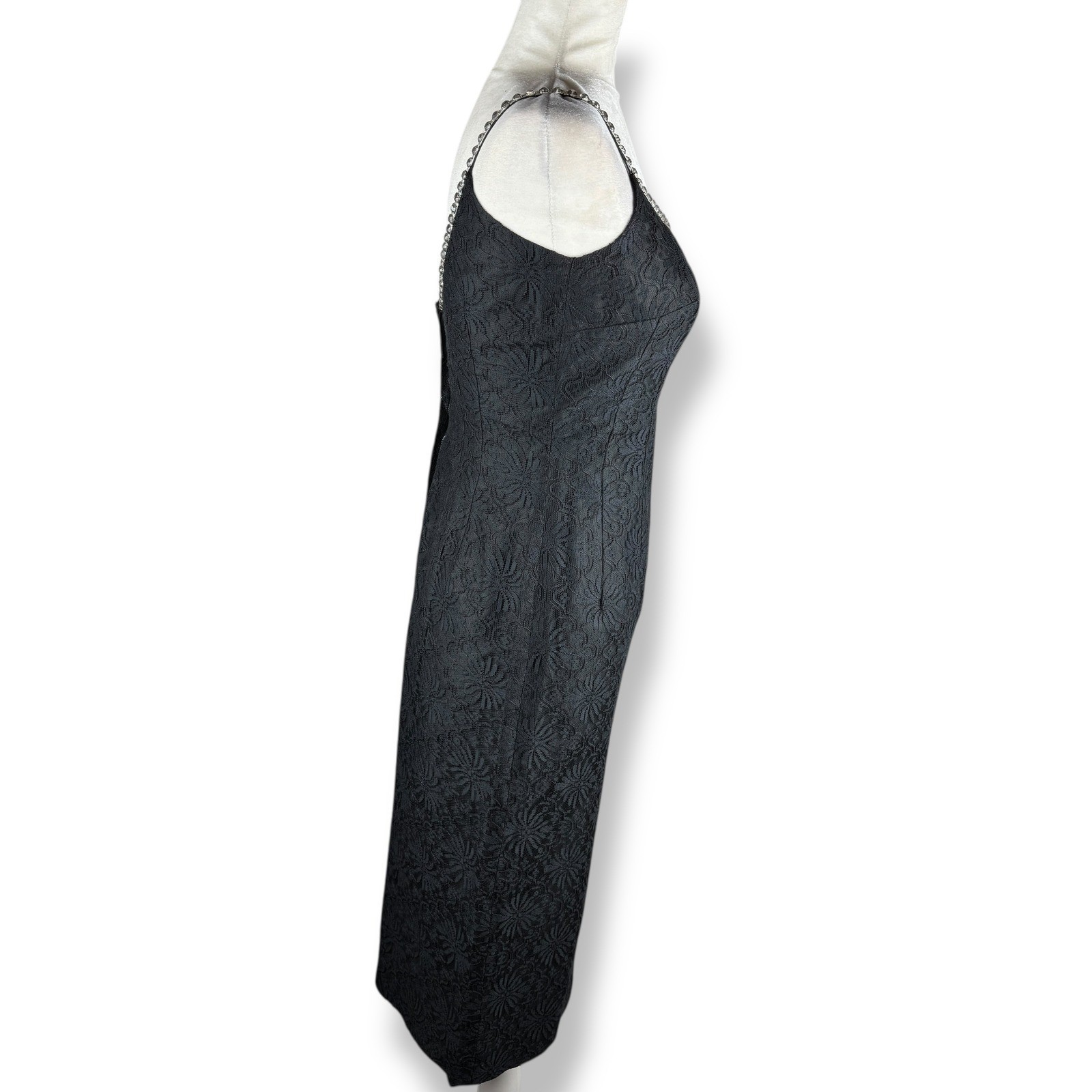 Lilli Diamond Black Lace Wiggle Dress Womens Size Small Glam Vintage 50s 60s