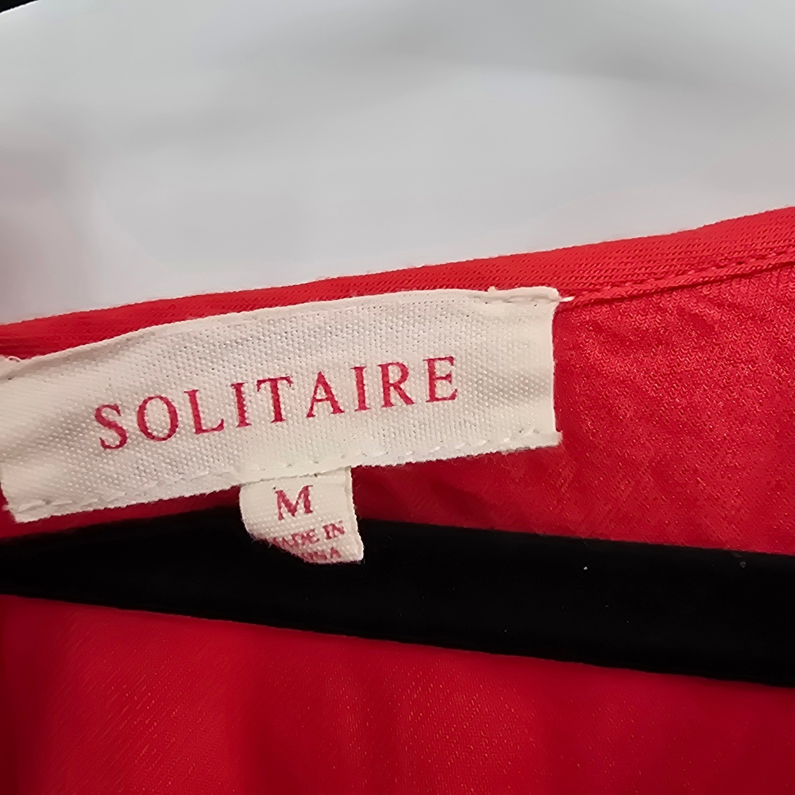 Solitaire Boho Red Dress Ruffle Sleeve Embroidered Hem Summer Mini Size M