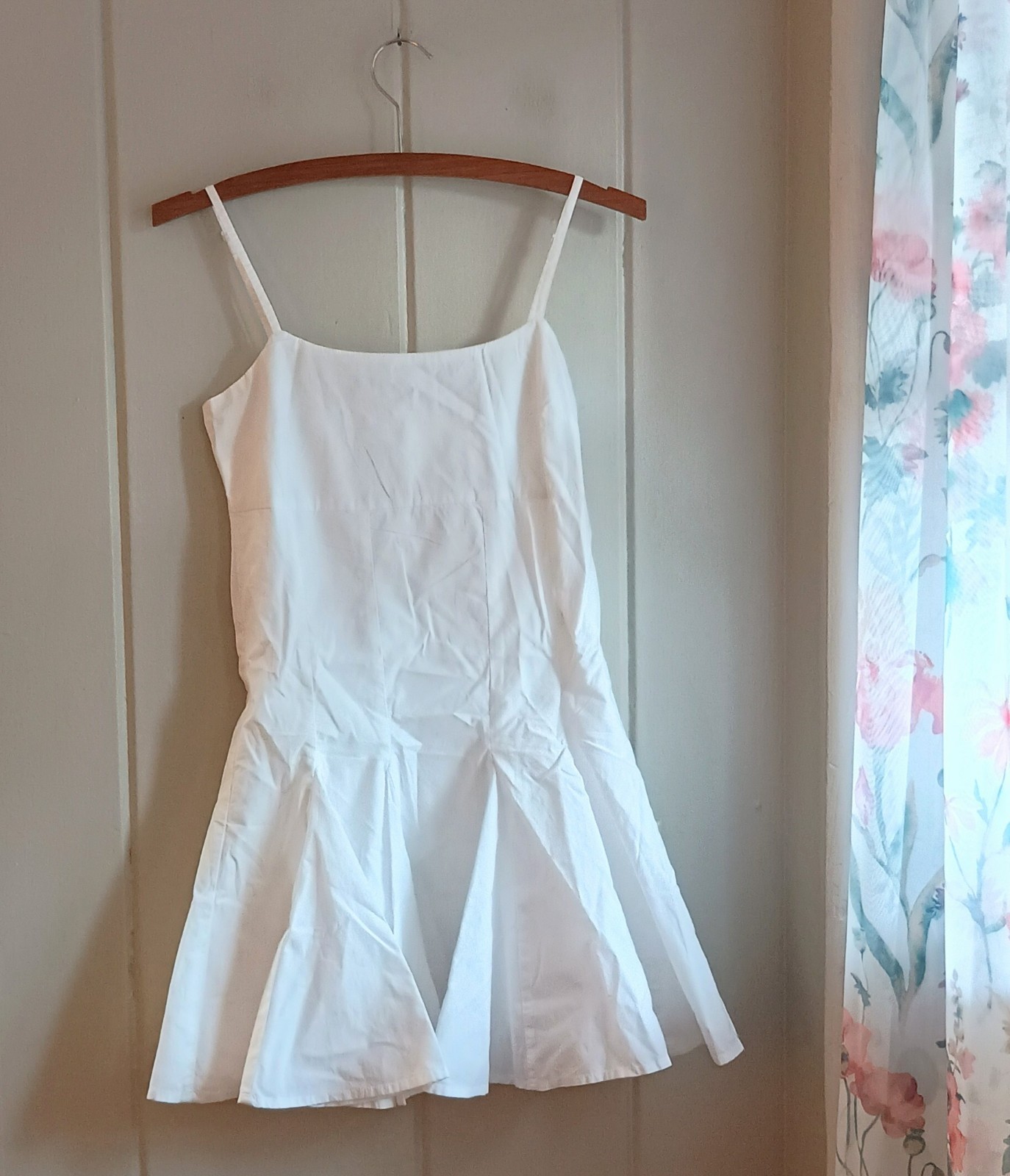 American Eagle White Cotton Pleated Mini Dress XXS NWOT