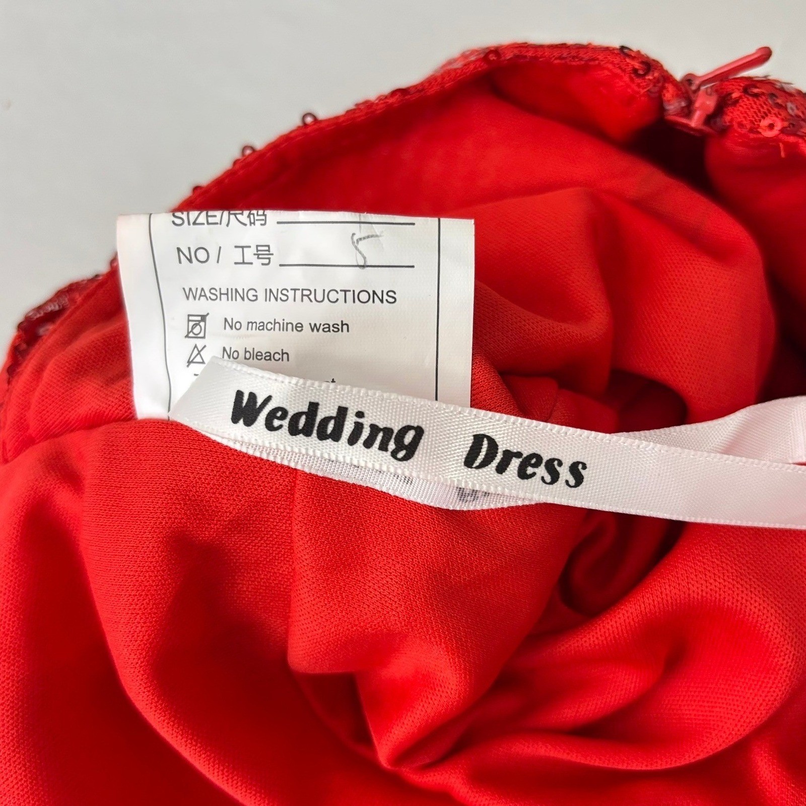 Wedding Dress Red Sequin Mini Dress Women Size 4 Ruched Cutout Back Tie Party