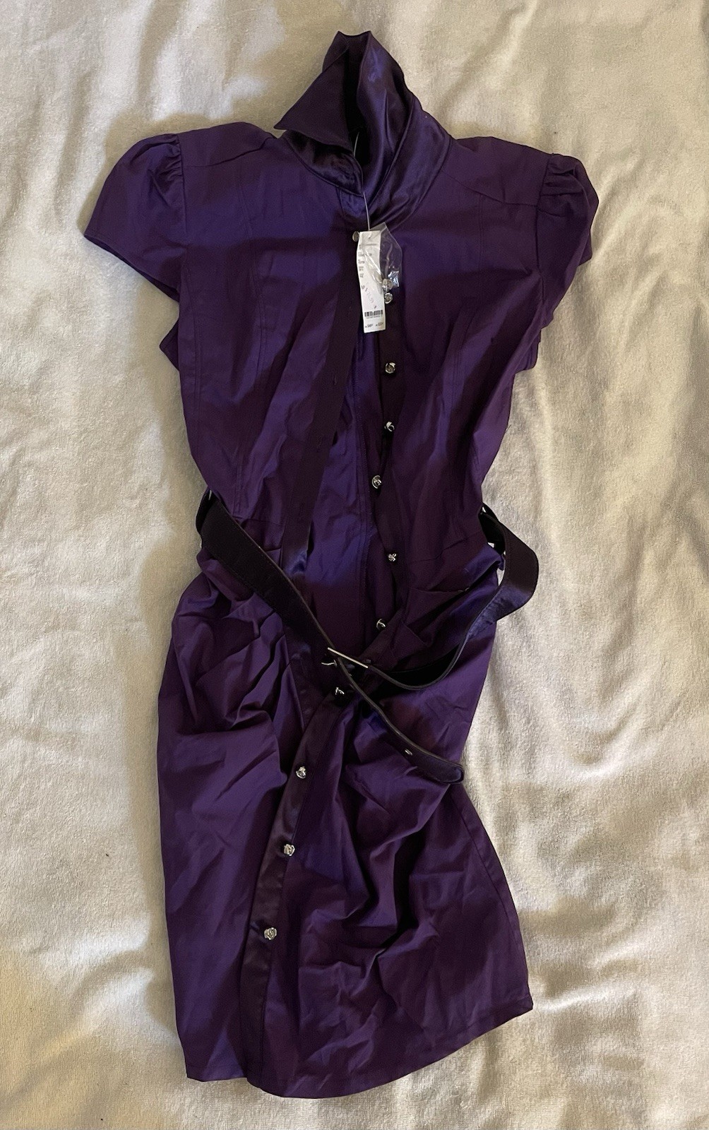 Bebe 2B Women’s Joleena Poplin Dress Purple Sz M Brand New W Tags 100% Authentic