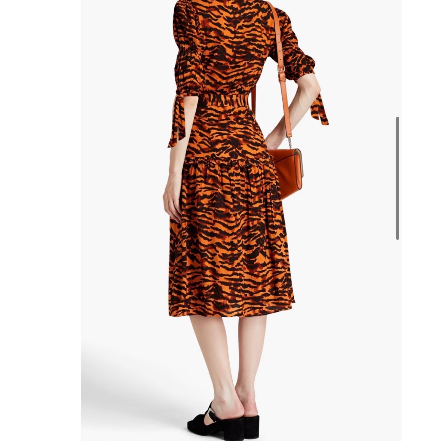 NWT Walter Baker Yosline Dress Wild Cat Tiger Print Square Neck Orange Black 4