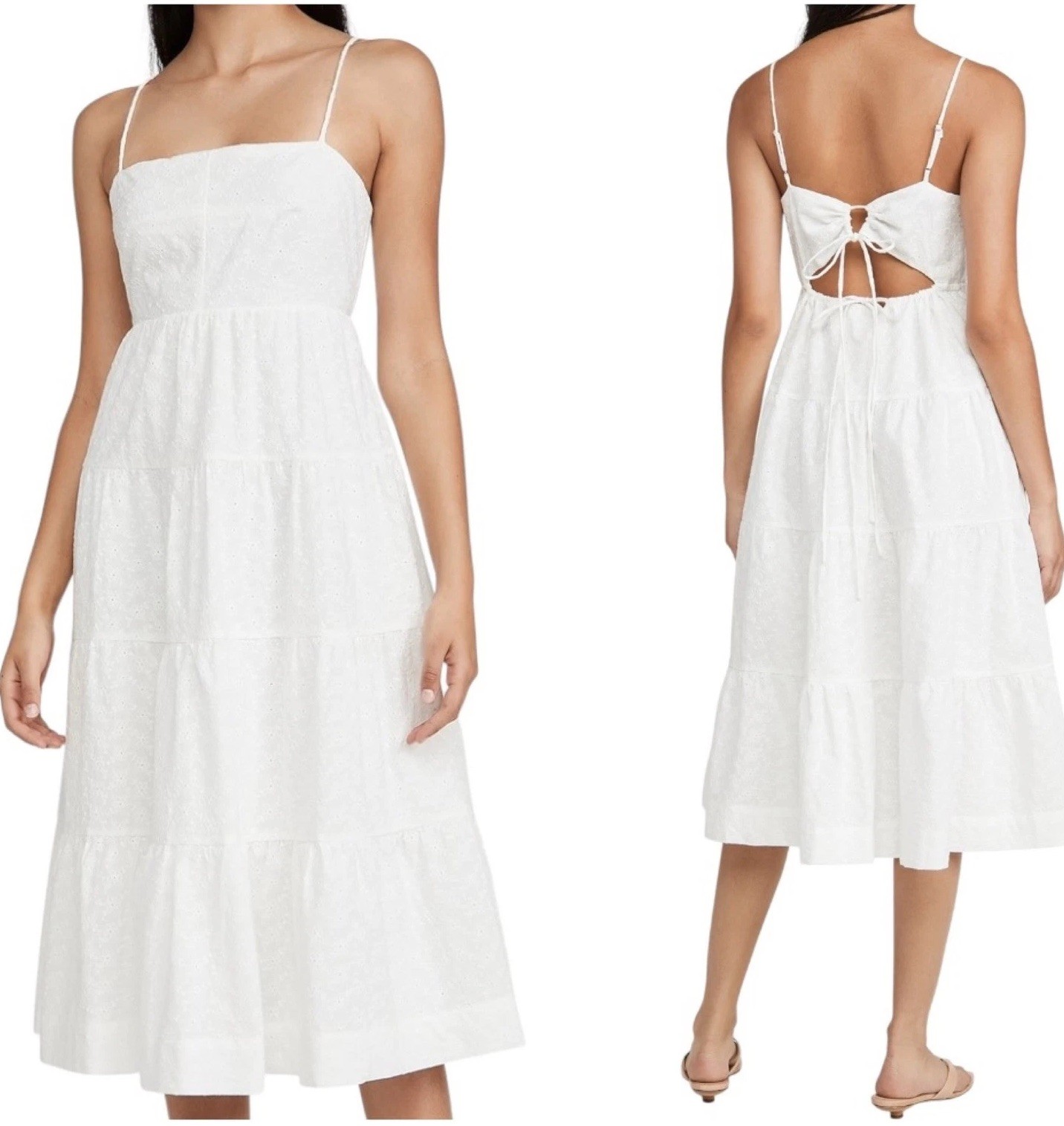 Line & Dot Dress Women Large White Eyelet Charlotte Embroidered Midi NWT Boho