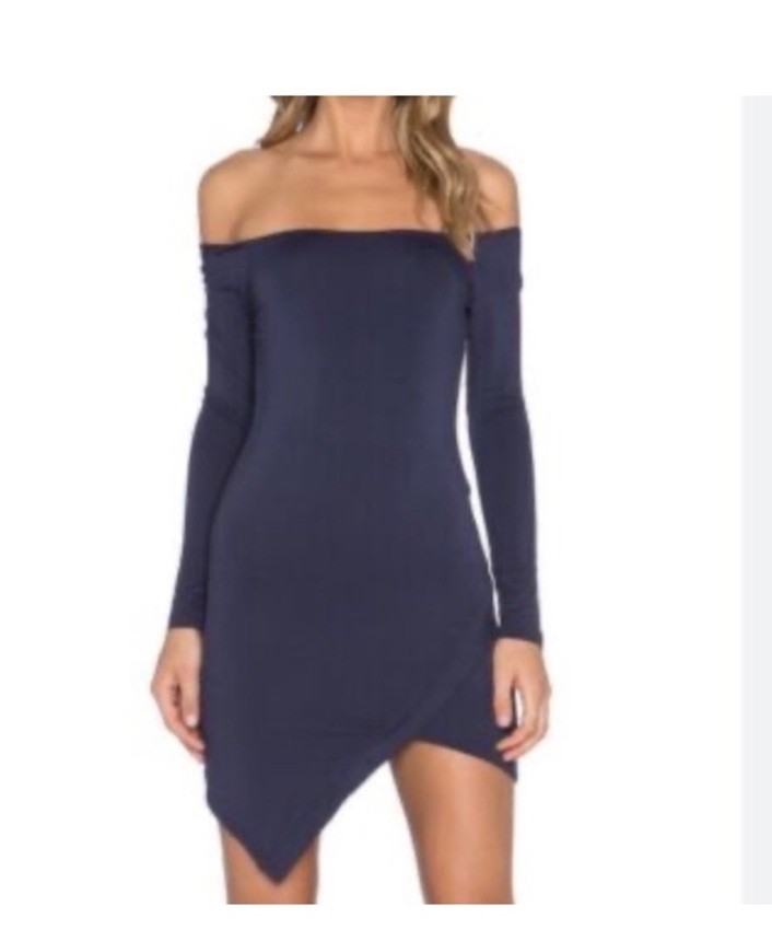 Lovers + Friends Off Shoulder Asymmetrical Hem Navy Dress by Size Small NWT