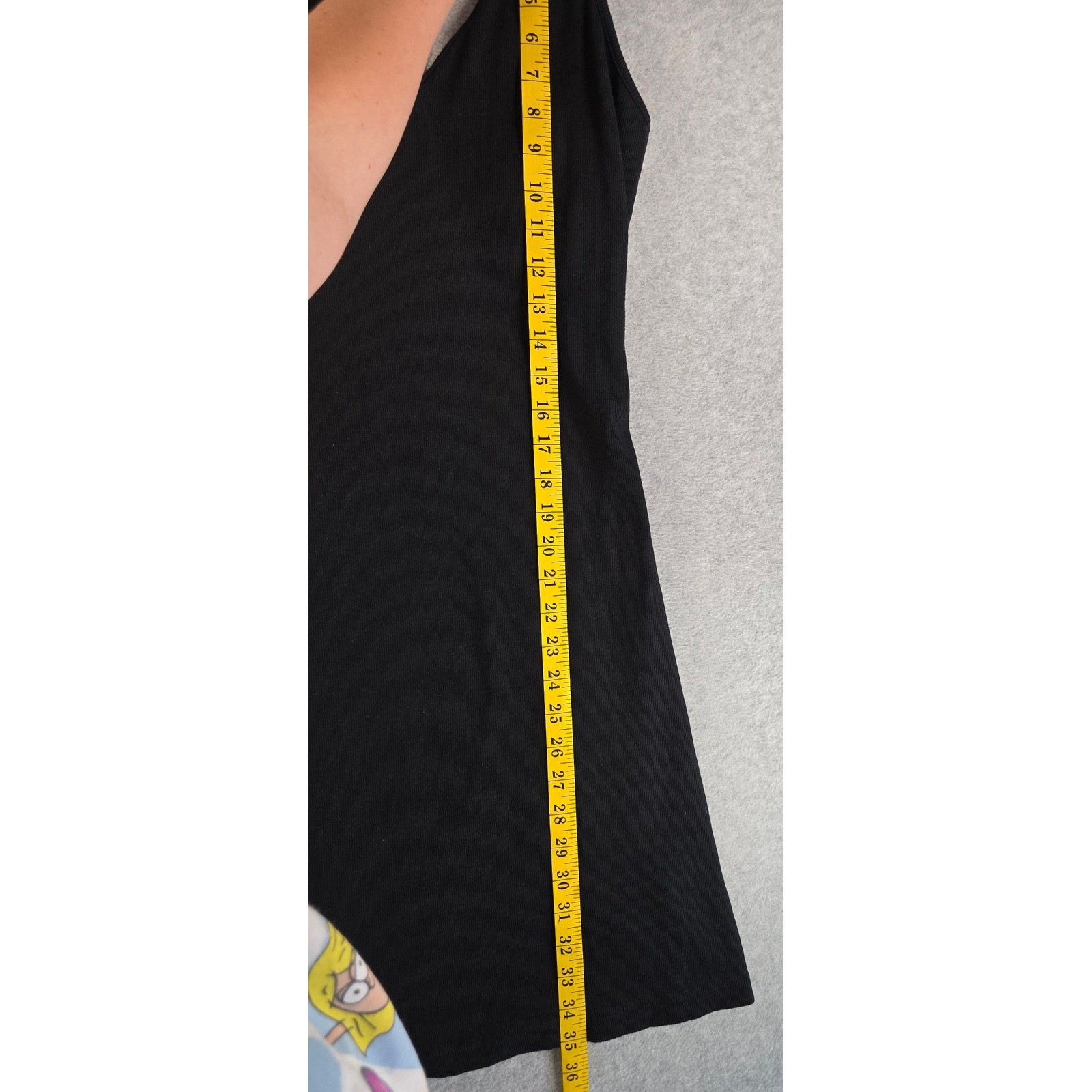 Moda International Black Racerback Shelf Bra V-Neck Tank Sundress Size Large