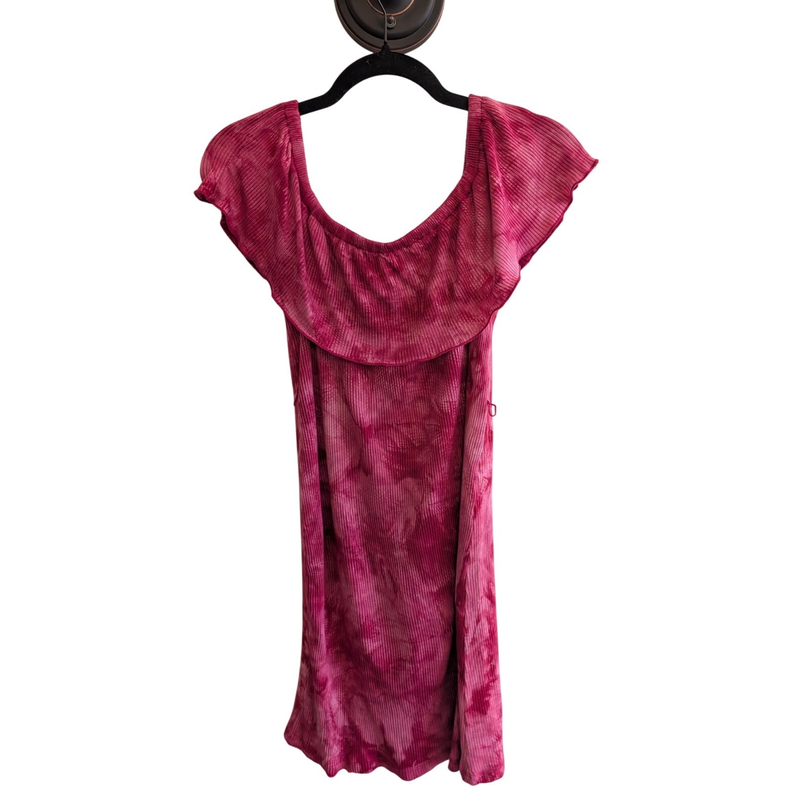 Ma Cherie Maternity Off the Shoulder A-Line Dress Tie Dye Wine Pink Size S