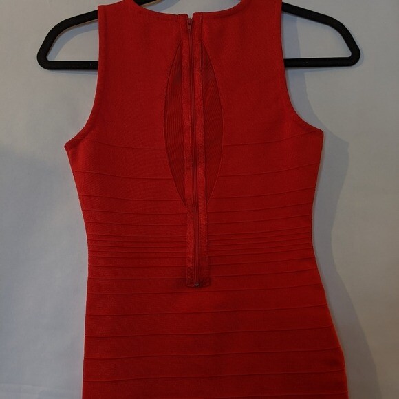 Wow Couture Sheer Sleeveless Bandage Red Dress Small Bodycon Cocktail Valentine