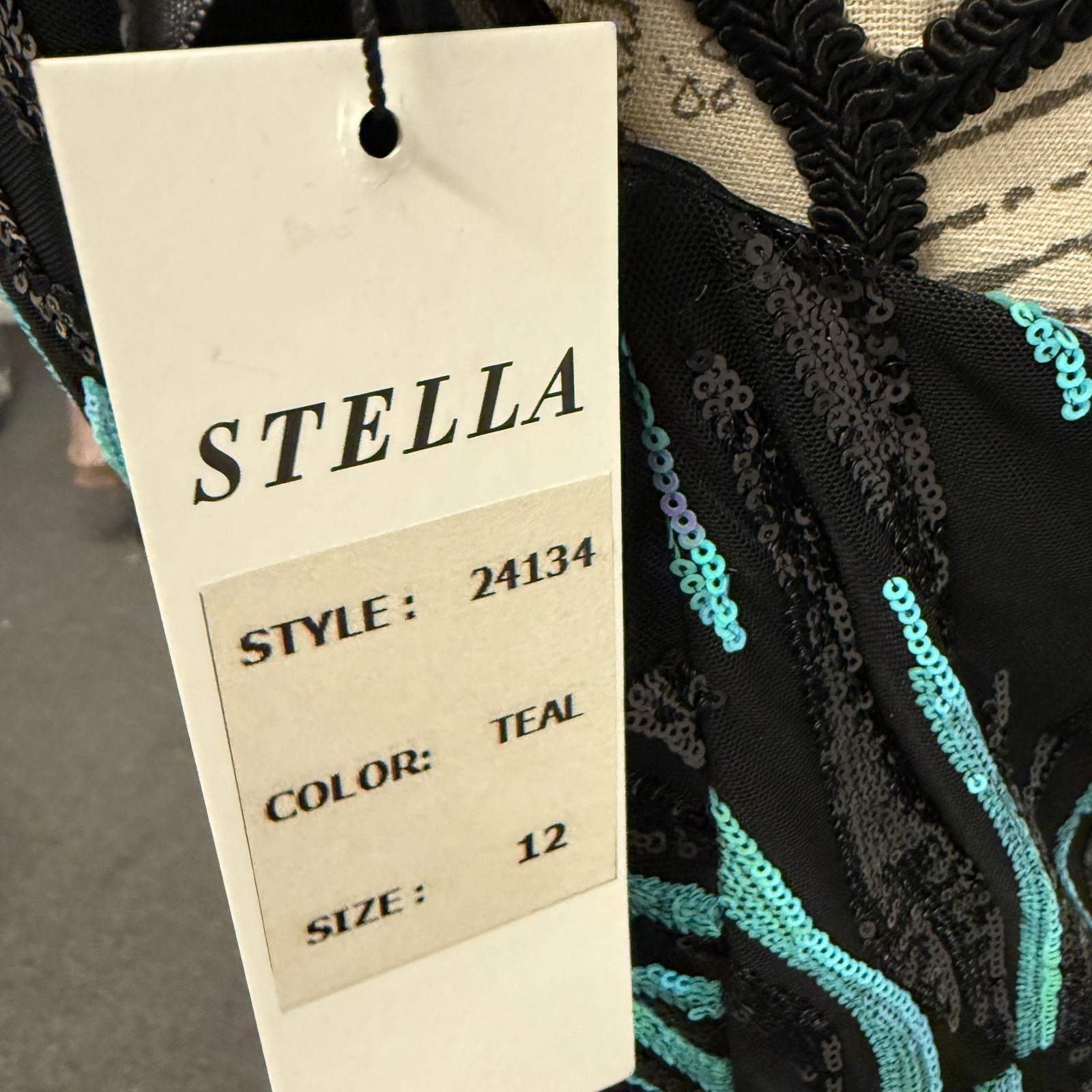 Stella Couture Black Teal Sequin Strapless Mermaid Gown Sweetheart Long Train