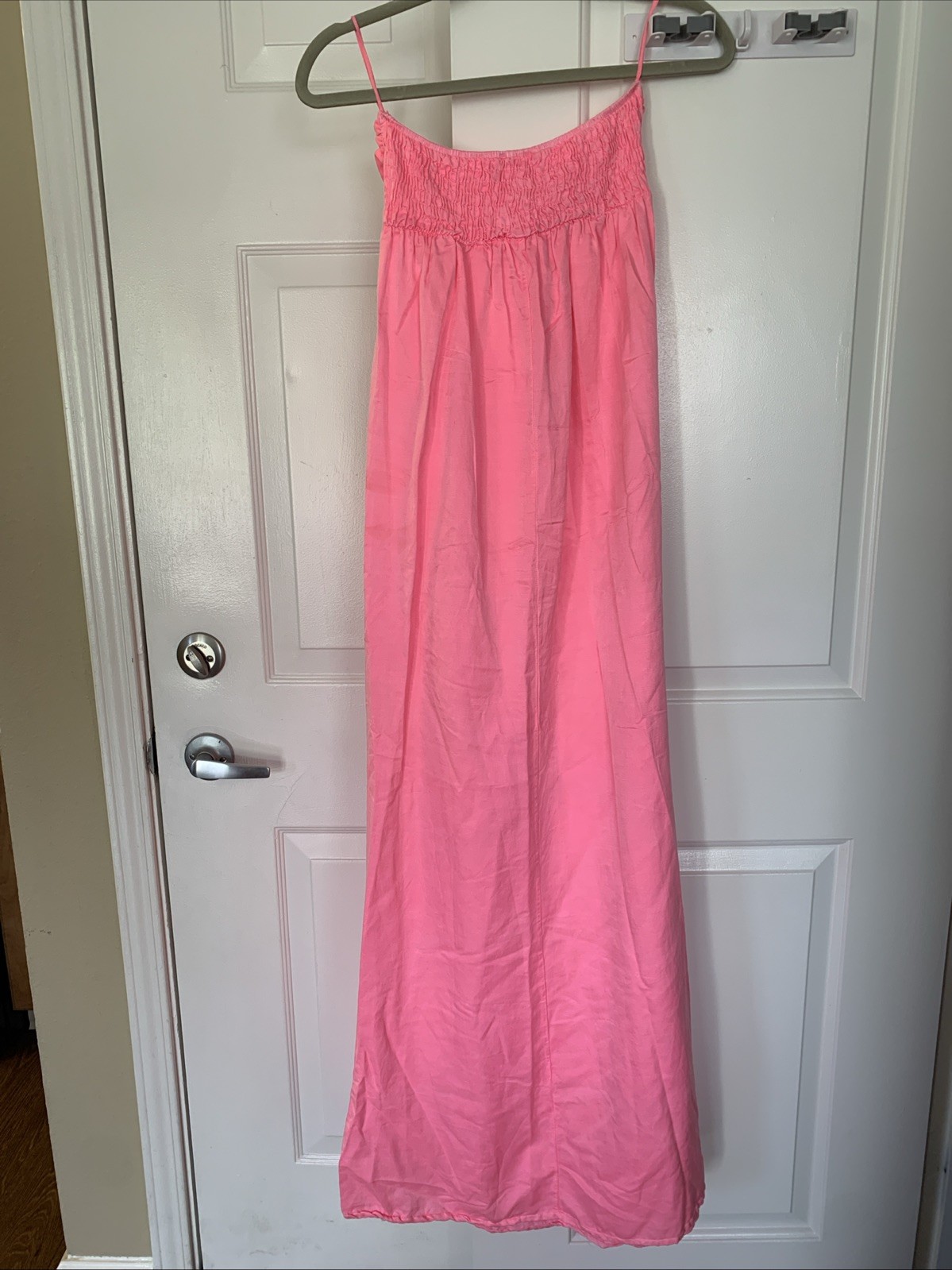 Devotion Small 100% Silk Light Pink Strapless Maxi Dress