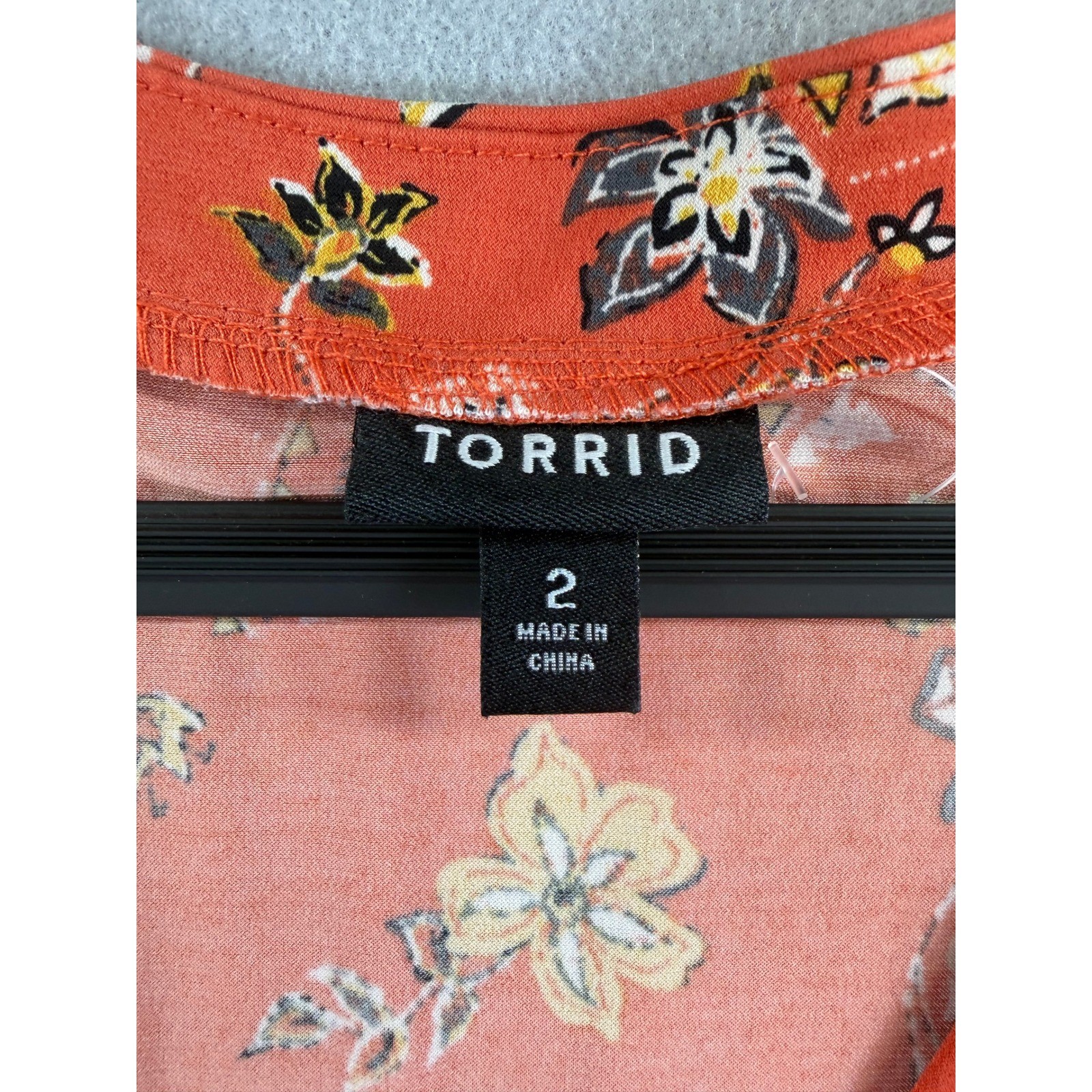 Torrid Rust Orange Floral Boho Flutter Sleeve Fit Flare Dress Plus Size 2 2X