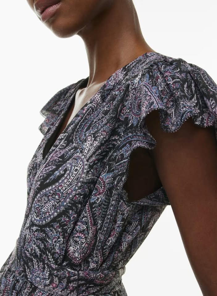 Aritzia Little Moon Sol Dress Small S BNWT Lined Tiered Flutter Sleeve Mini New