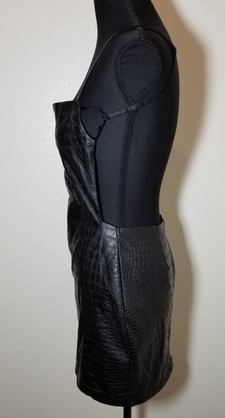 Fashion Nova Black Faux Leather Mini Backless Dress Womens Small Club Sexy City
