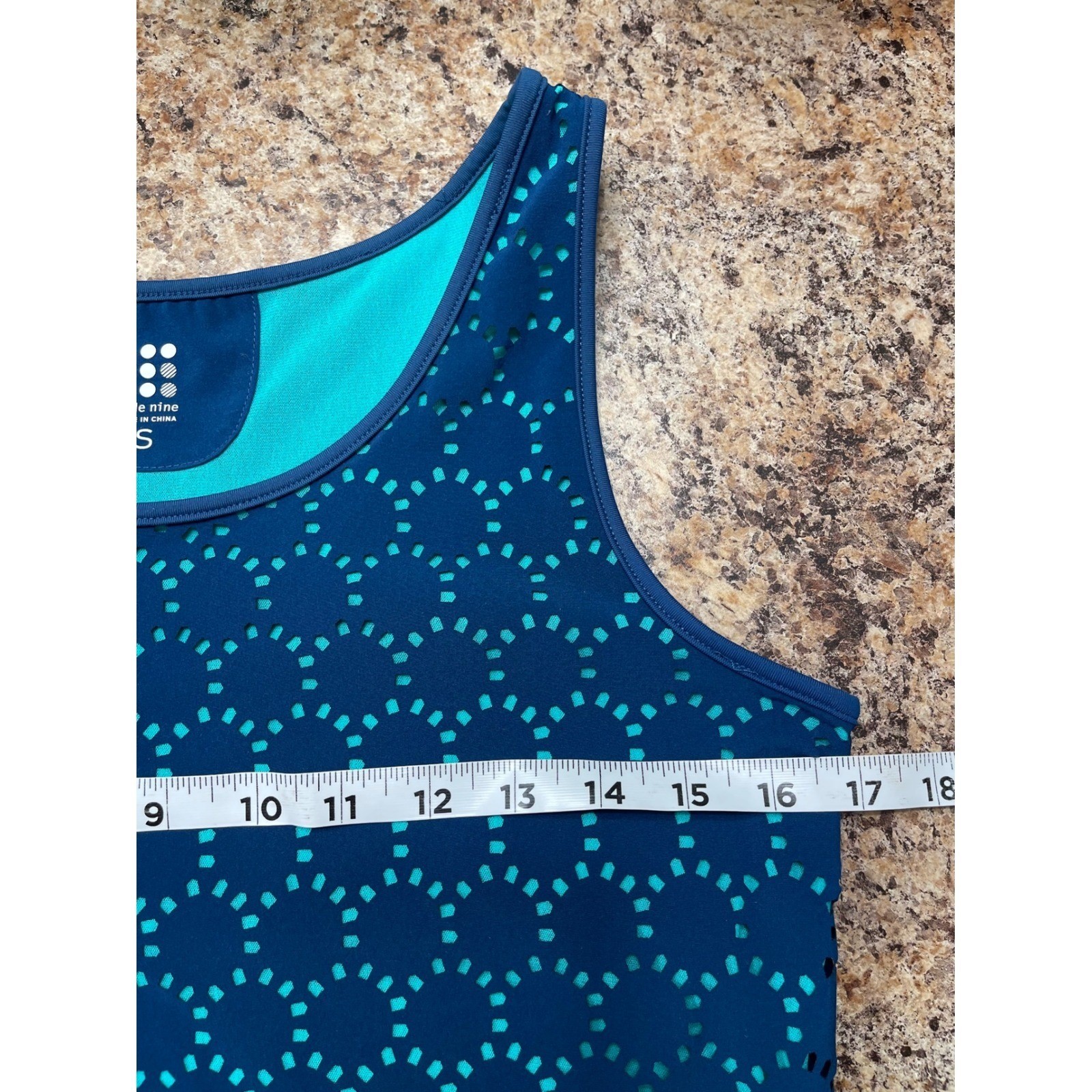Title Nine Nimblene Illusion Laser Cut Stretch Athletic Dress Blue Size Size S