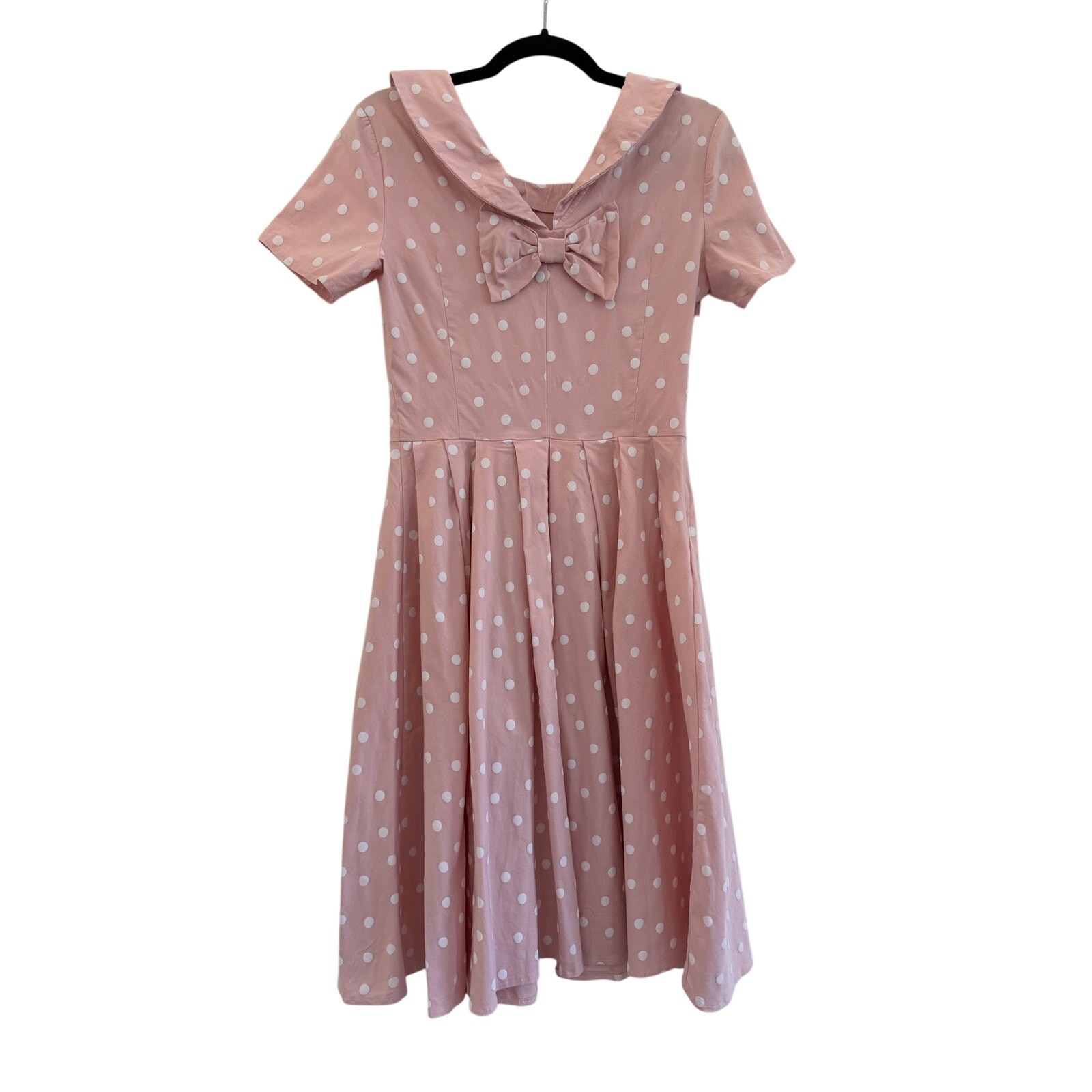 Gown Town Polka Dot Midi Dress Womens Large Pink Vintage Retro Cottagecore