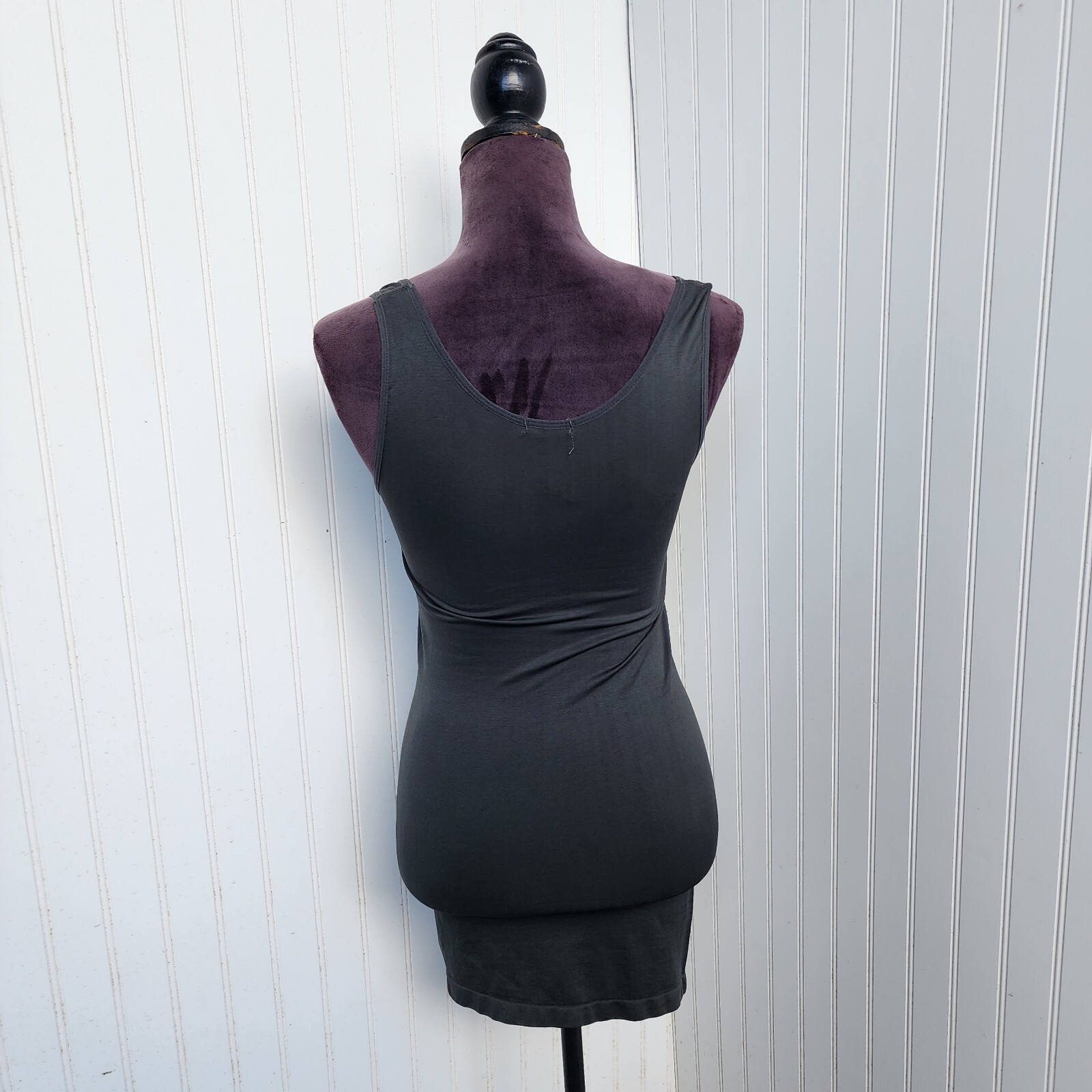 NWT Yelete Stretch Nylon Bodycon Mini Dress Charcoal Gray OS