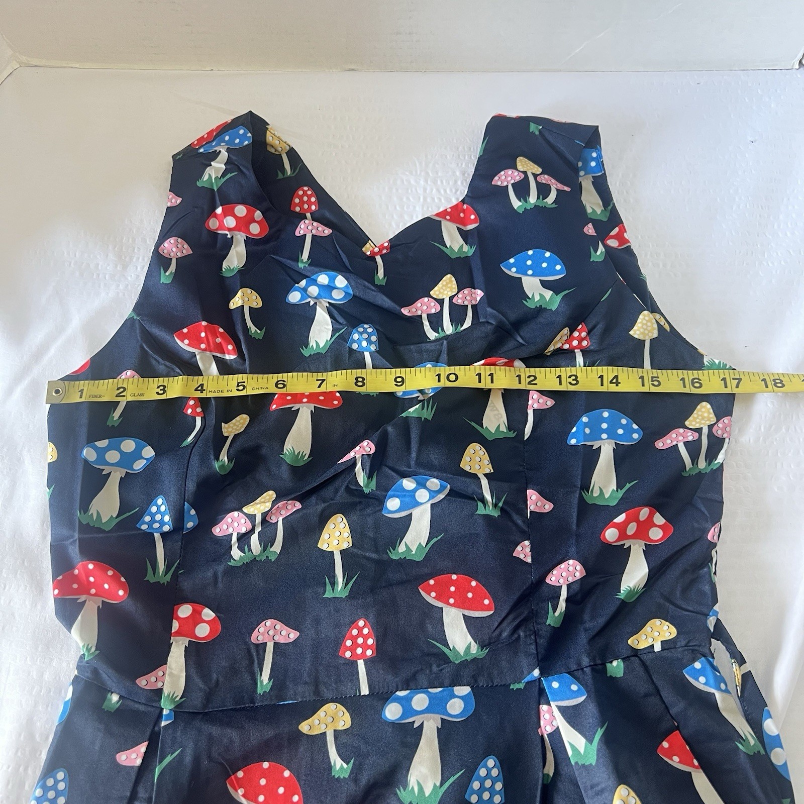 SM Wardrobe NY Navy Blue Sleeveless Mushroom Print Dress Size Small NEW!
