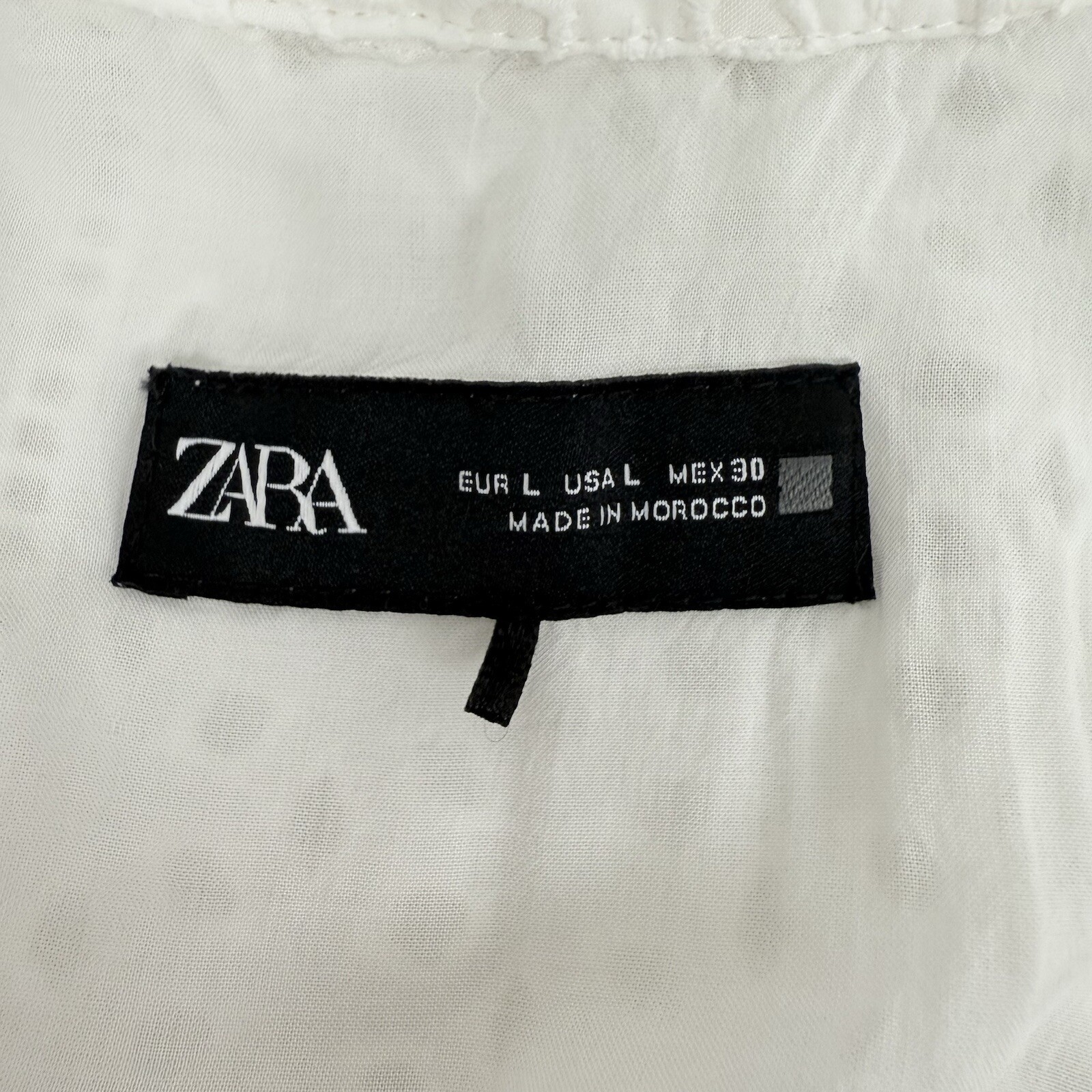 ZARA Openwork Embroidered Eyelet Midi Dress L White Sleeveless V Neck Feminine
