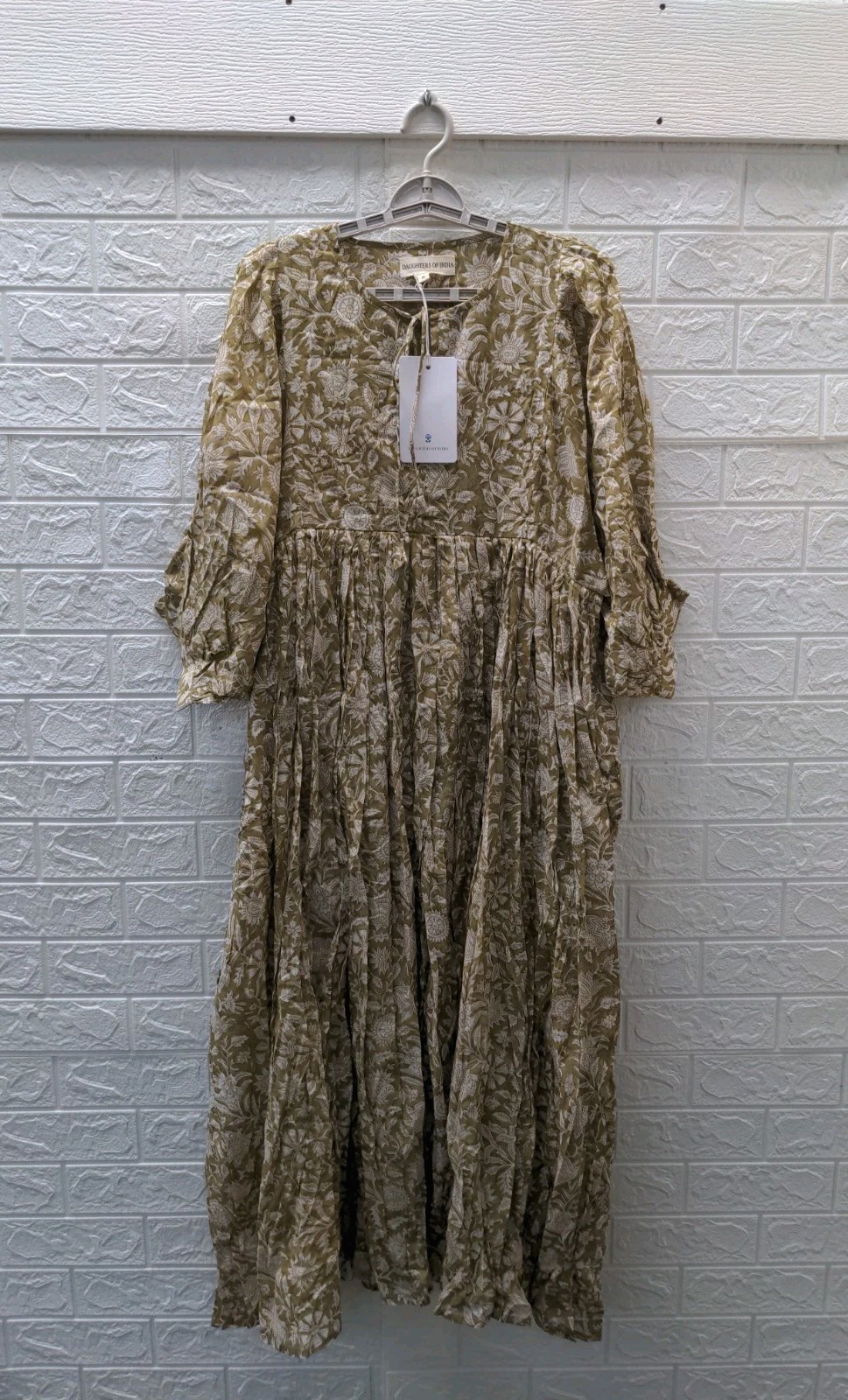 New Daughters Of India Kyra Maxi Dress Olive Sz M