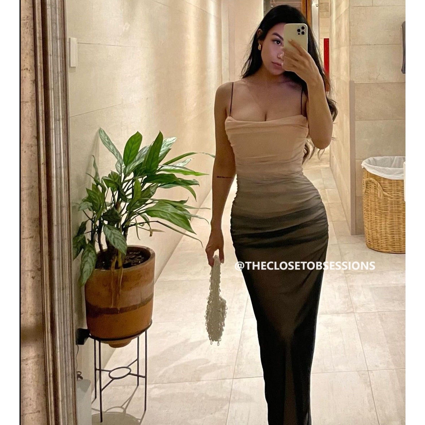 Zara NWT Ombre Gradient Ruched Mesh Midi Dress L