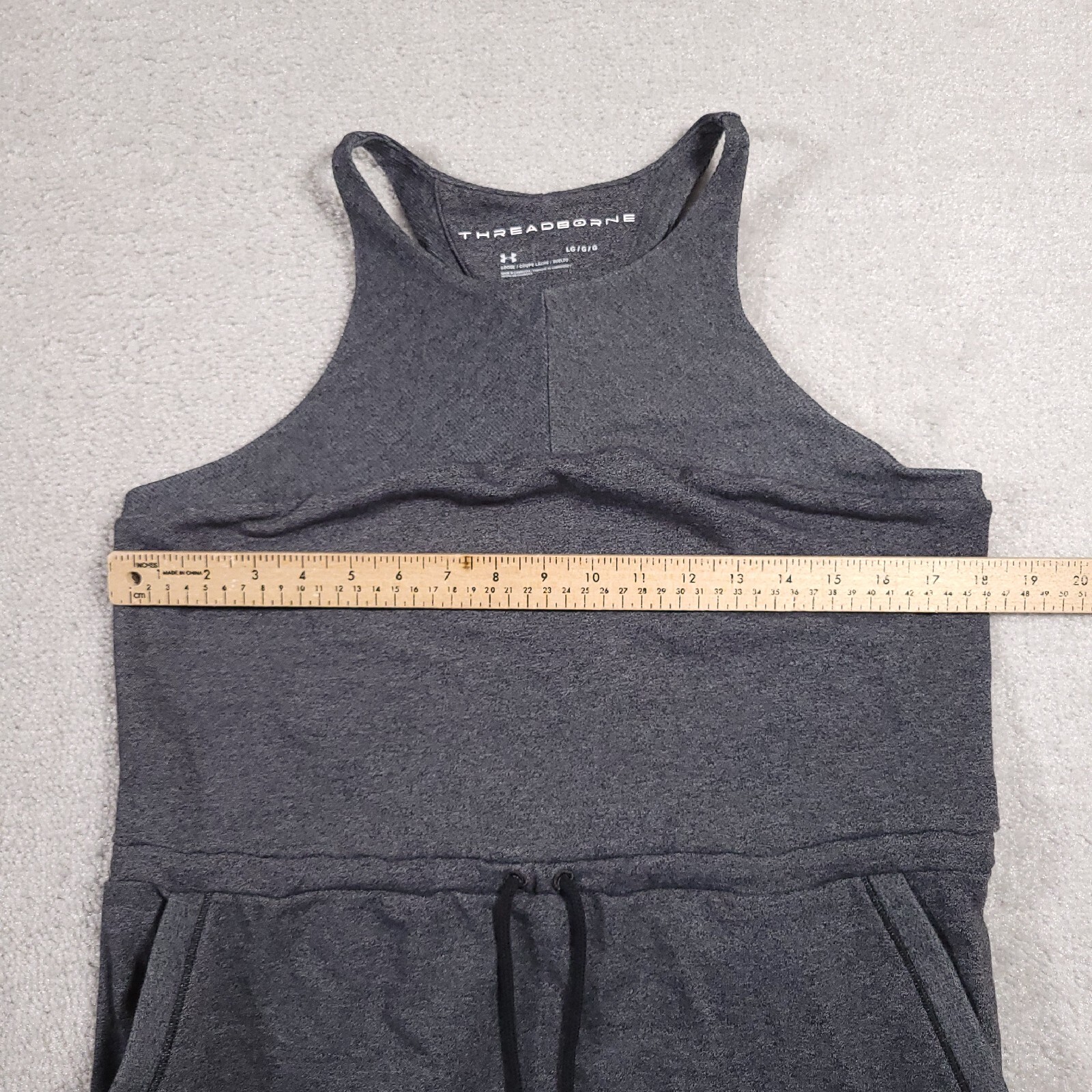 Under Armour Threadborne Shoreline Terry Dress Women’s Large Gray Pockets Cinch