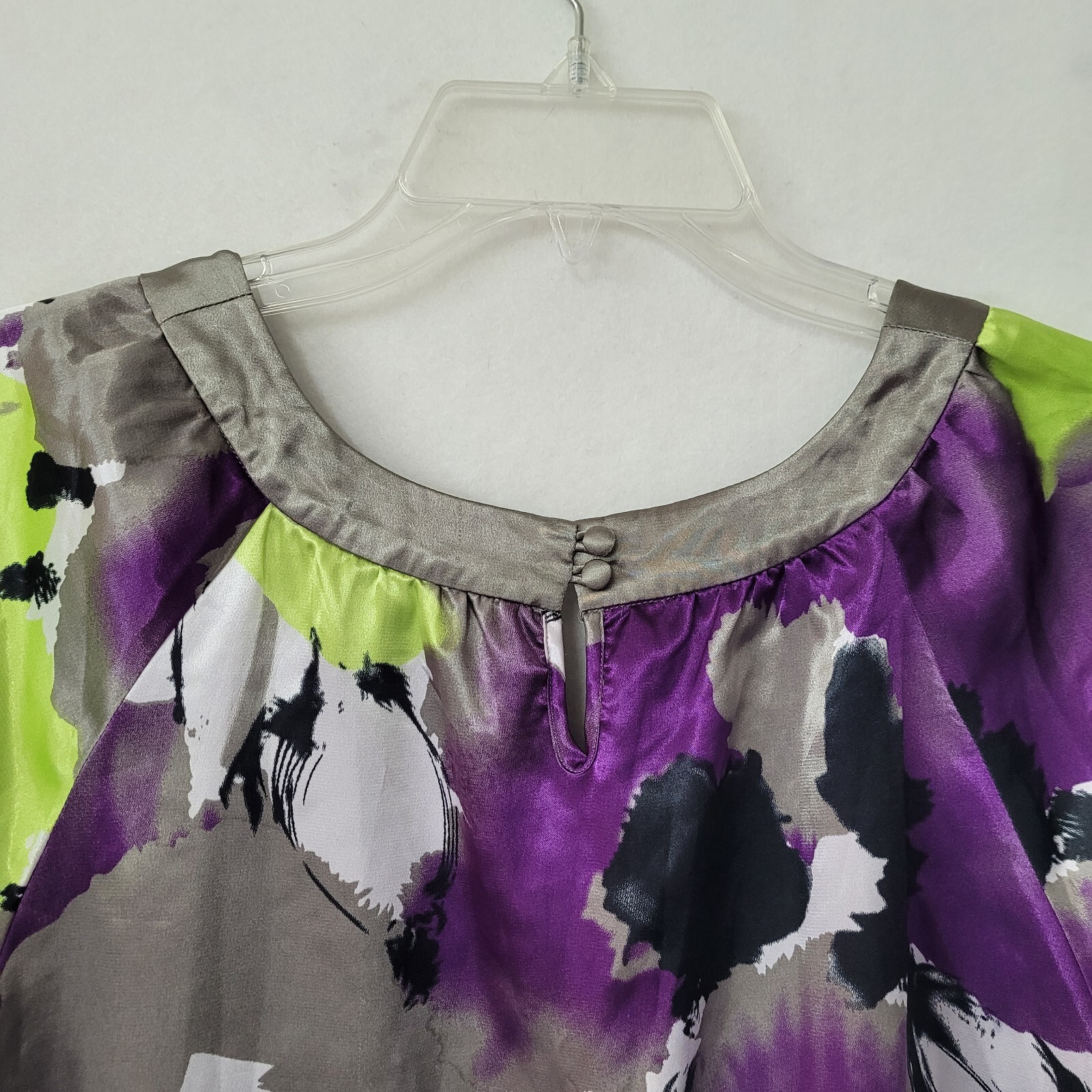 Vertigo Paris Dress Womens L Abstract Floral Short Sleeve Colorful Flaw