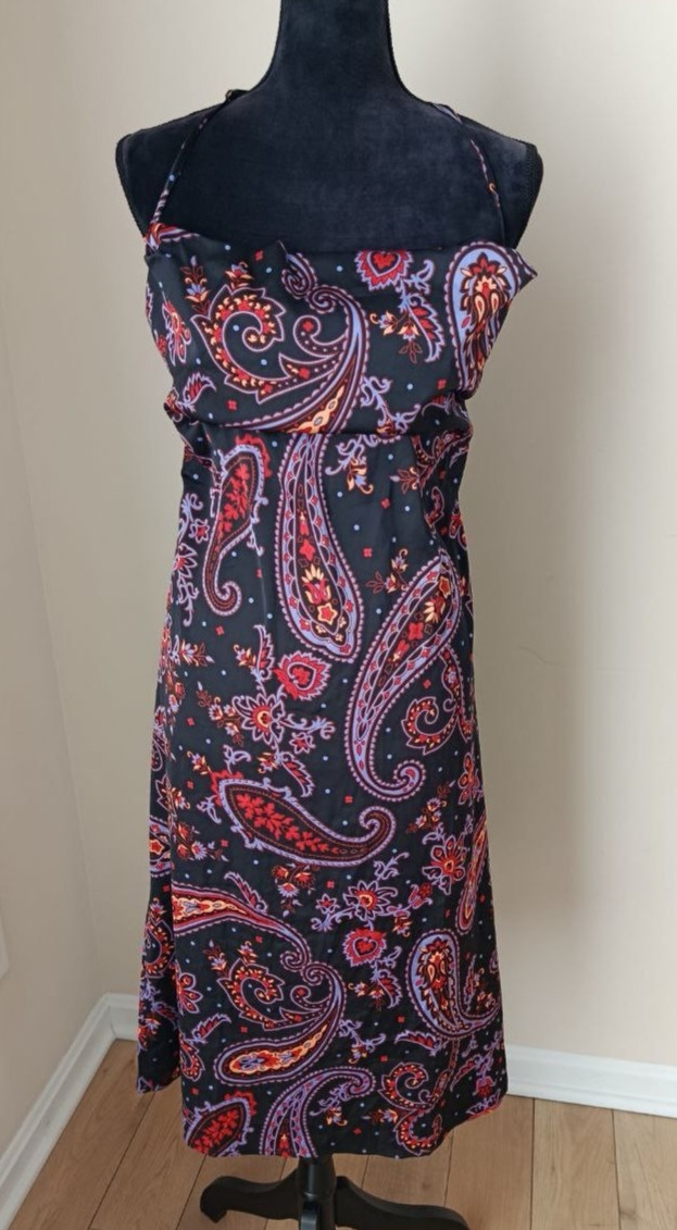 NWT WeWoreWhat Womens Slip Dress Size L Paisley Cowl Open Back Midi