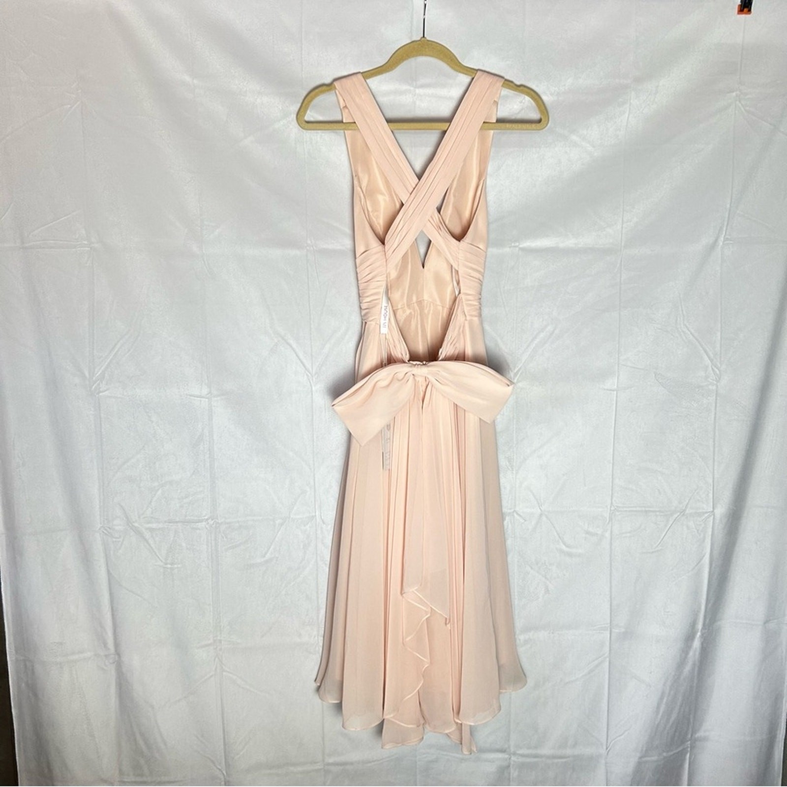 NWT JJ’s House Low Cut V Neck Open Crisscross Exposed Back w/ Bow Size 2