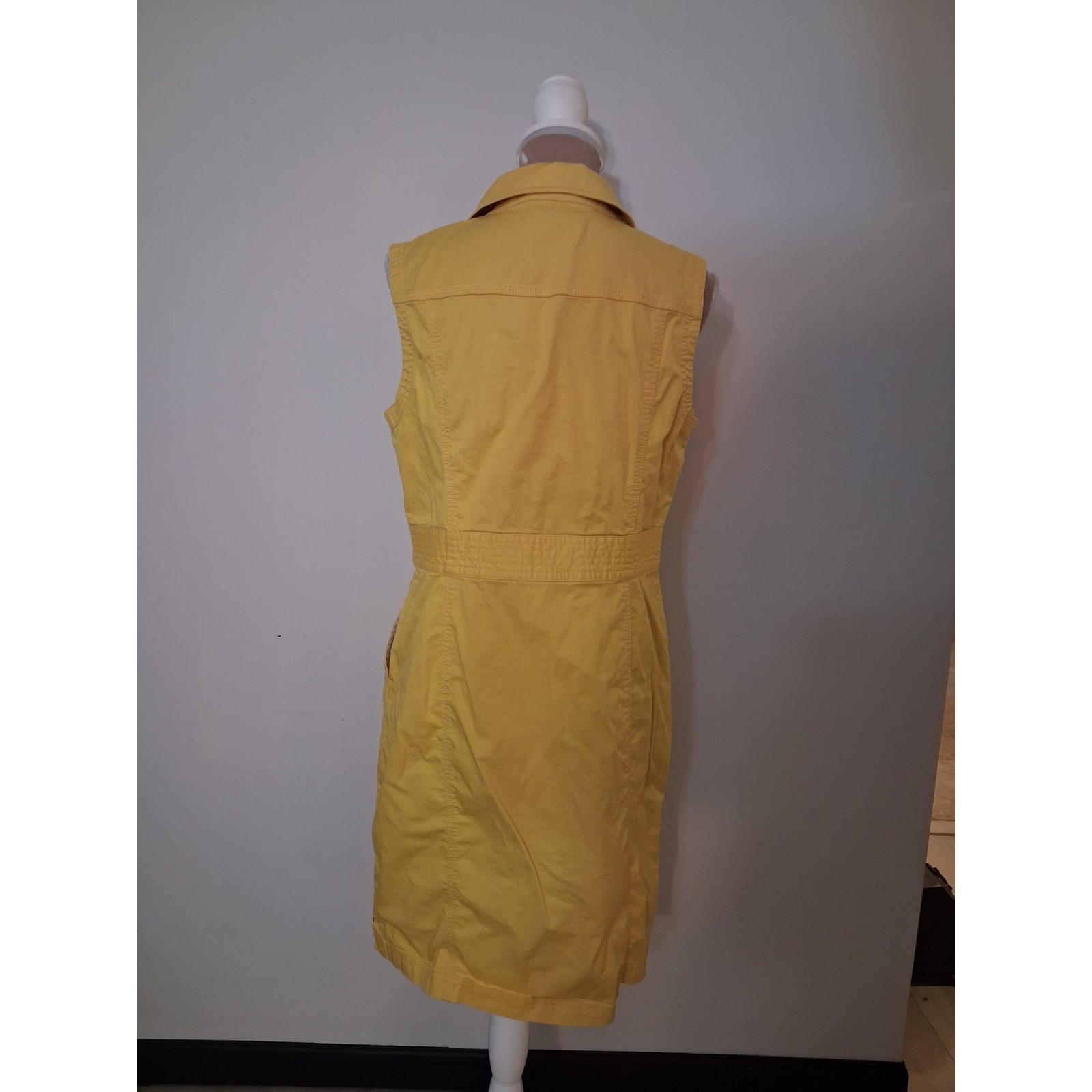 Peck & Peck Weekend Bright Yellow Sleeveless Zip Denim Utility Dress Womens 10