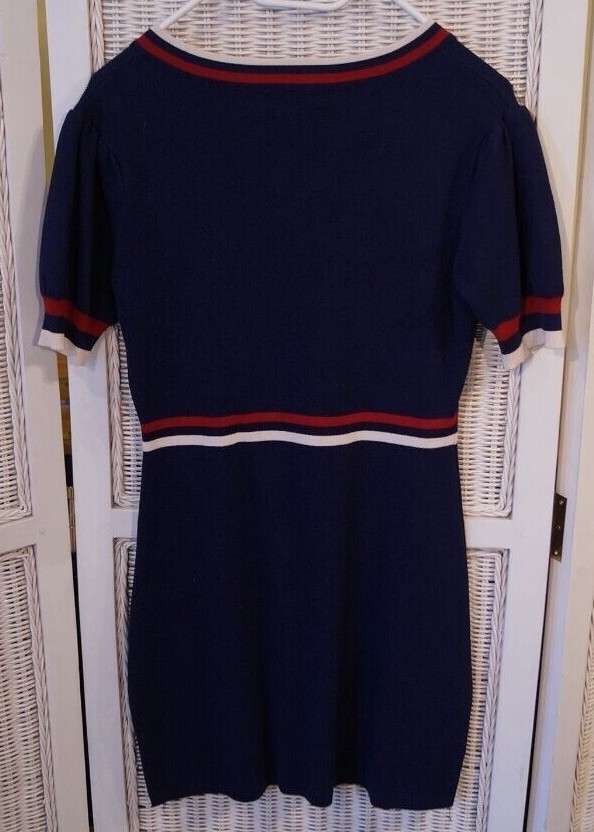 LAETITIA MEM Blue Rayon Blend Short Sleeve Dress L31