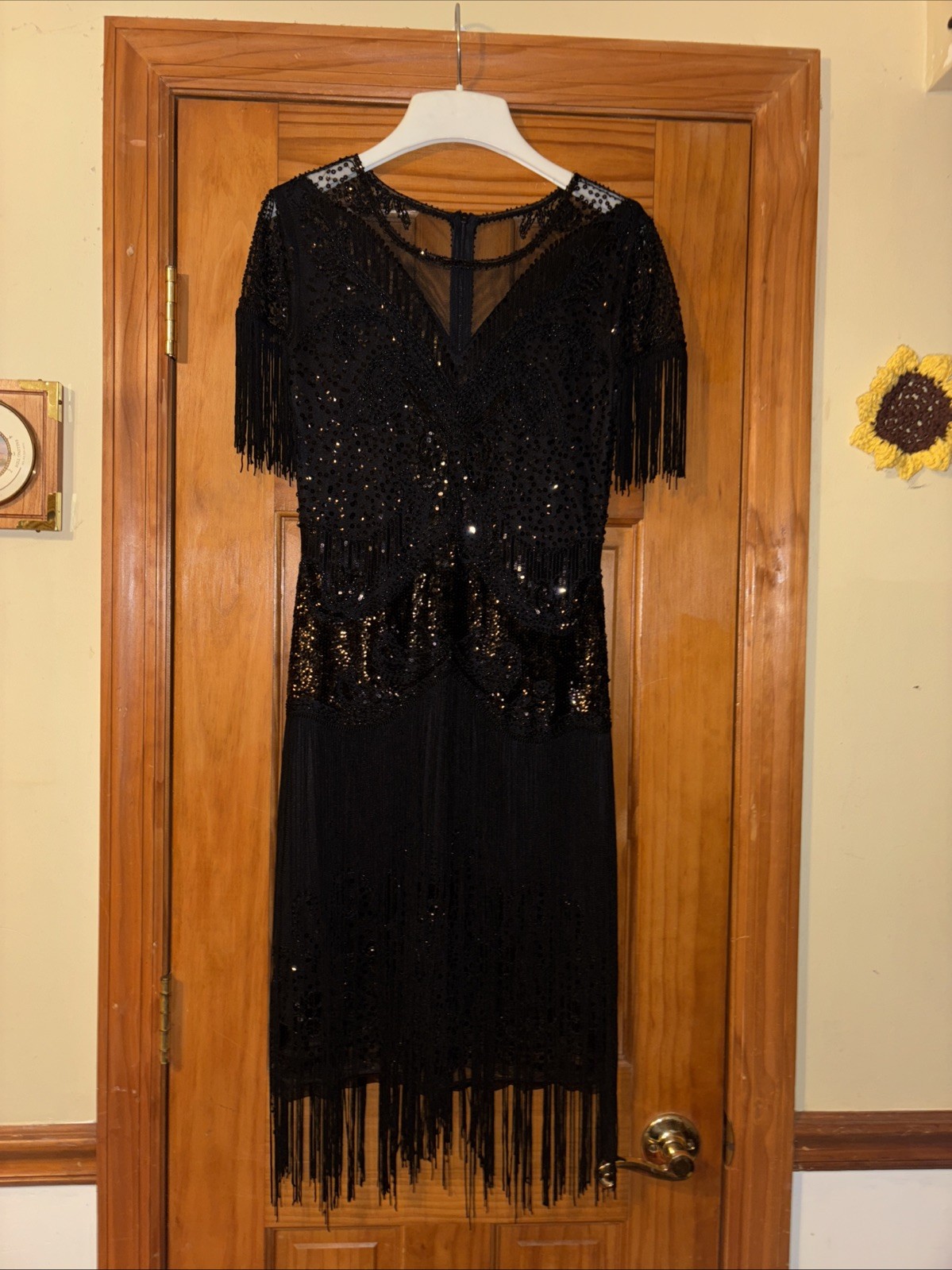 Flapper Dress Black Size 6 PrettyGuide ’20s Sequin Beaded Cocktail