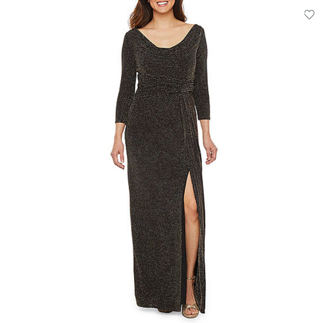 Blu Sage 3/4 Sleeve Glitter Knit Evening Gown Size 6 NWT